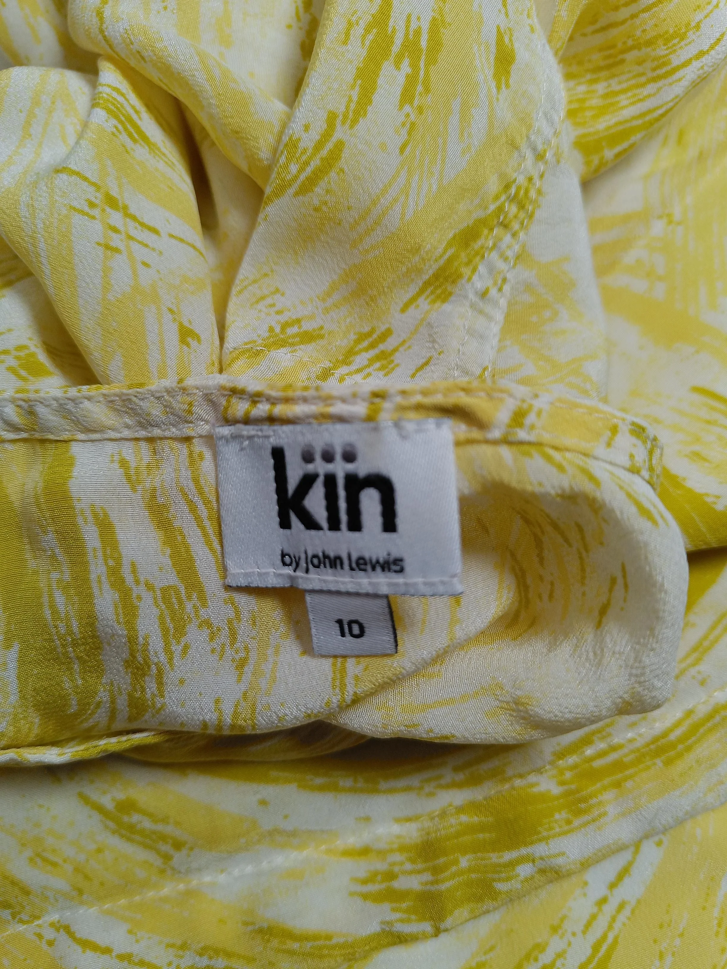 Kin By John Lewis Women's Top S Yellow 100% Silk Basic - Image 5