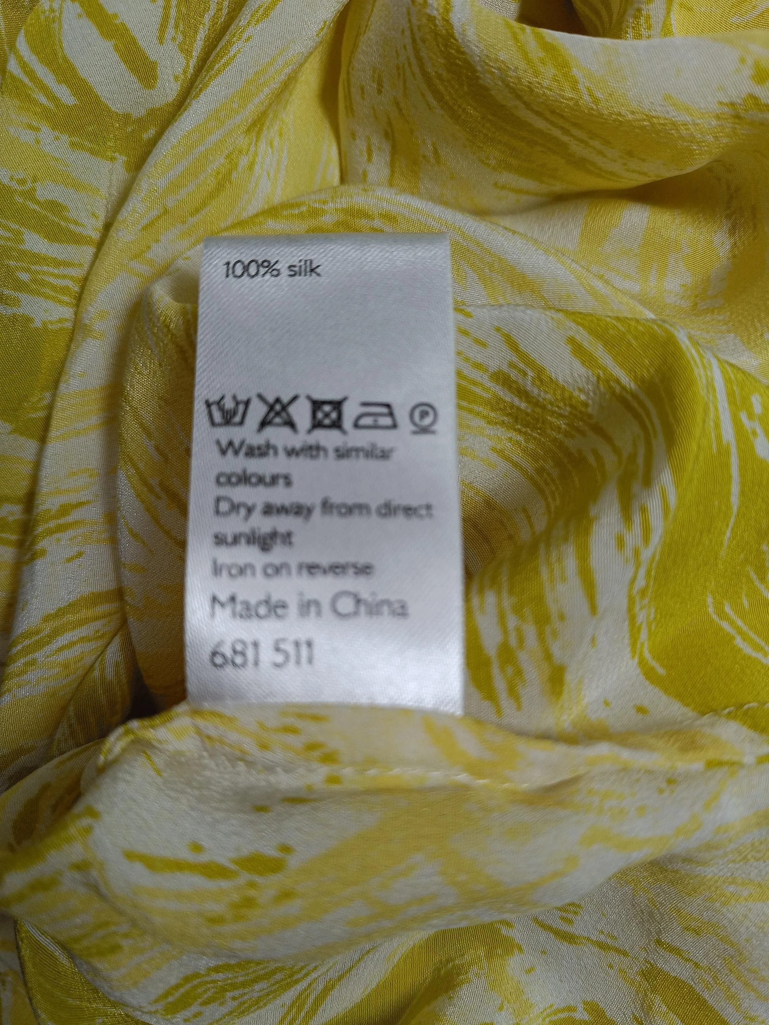Kin By John Lewis Women's Top S Yellow 100% Silk Basic - Image 6
