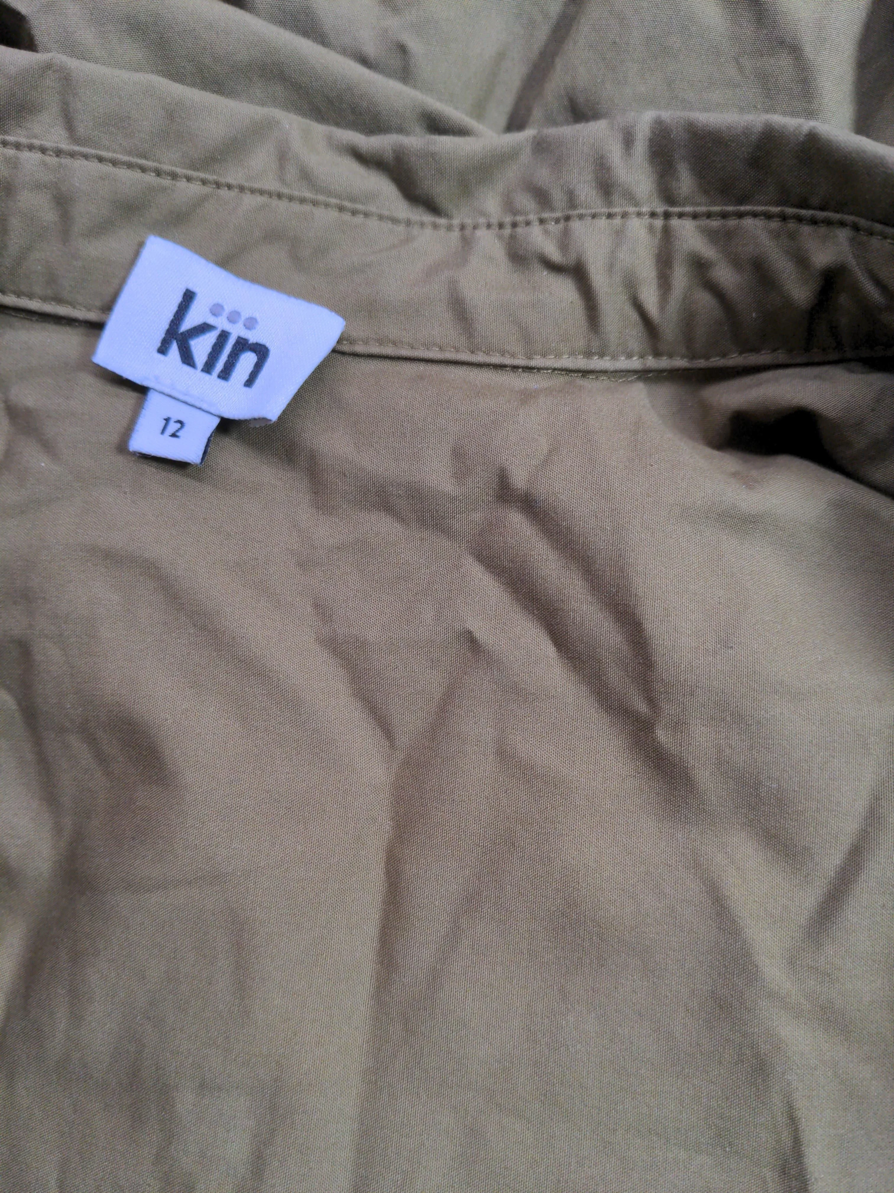 Kin Women's Shirt UK 12 Tan 100% Cotton Long Sleeve Collared Basic - Image 5