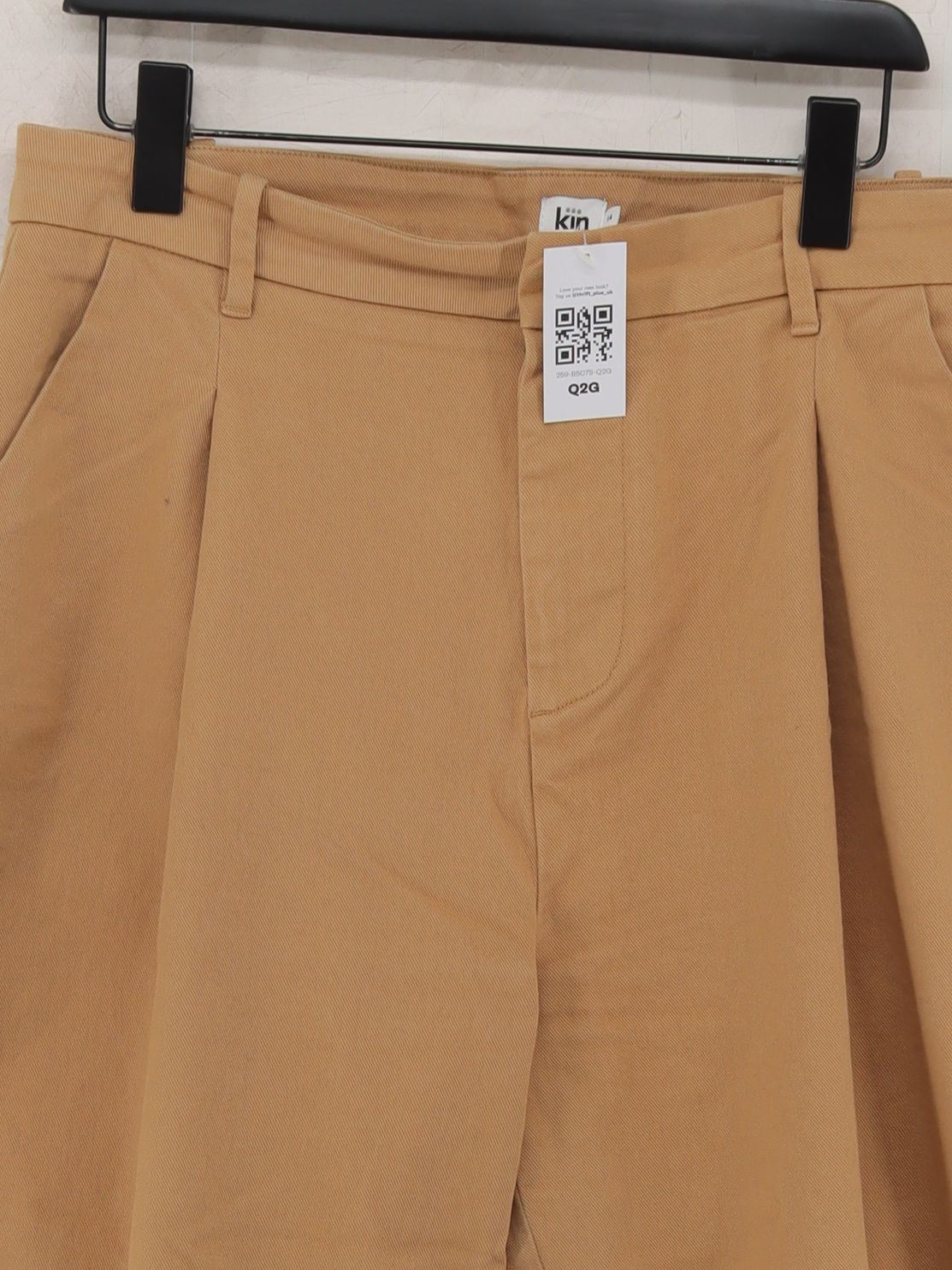 Kin Women's Trousers UK 14 Tan Cotton with Elastane Tapered Chino - Image 3