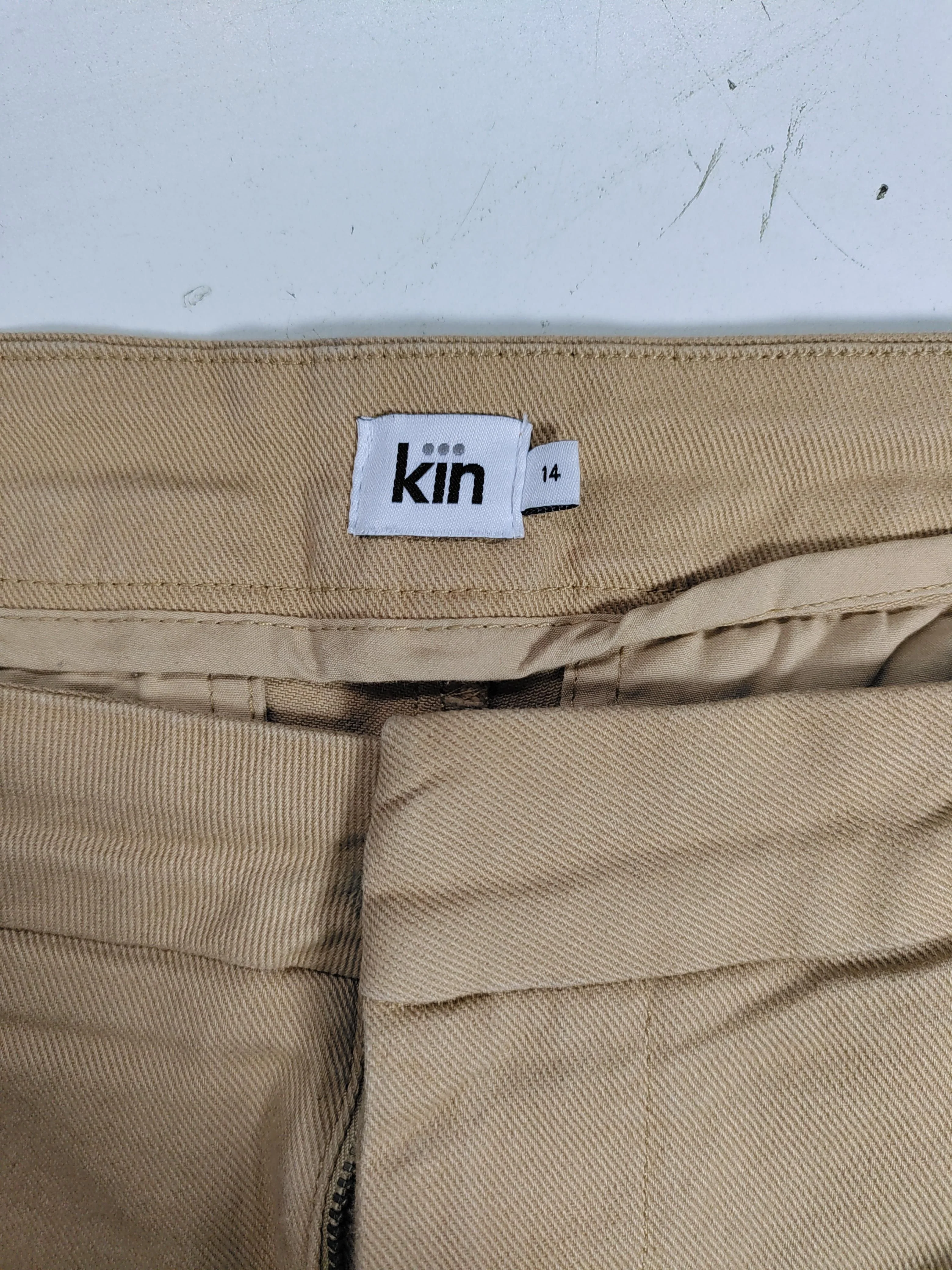 Kin Women's Trousers UK 14 Tan Cotton with Elastane Tapered Chino - Image 5