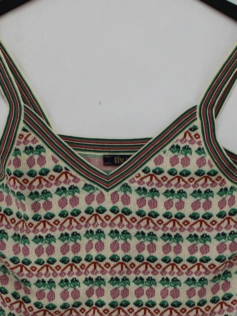 King Louie Women's Top S Multi 100% Cotton Sleeveless V-Neck Basic - Image 3