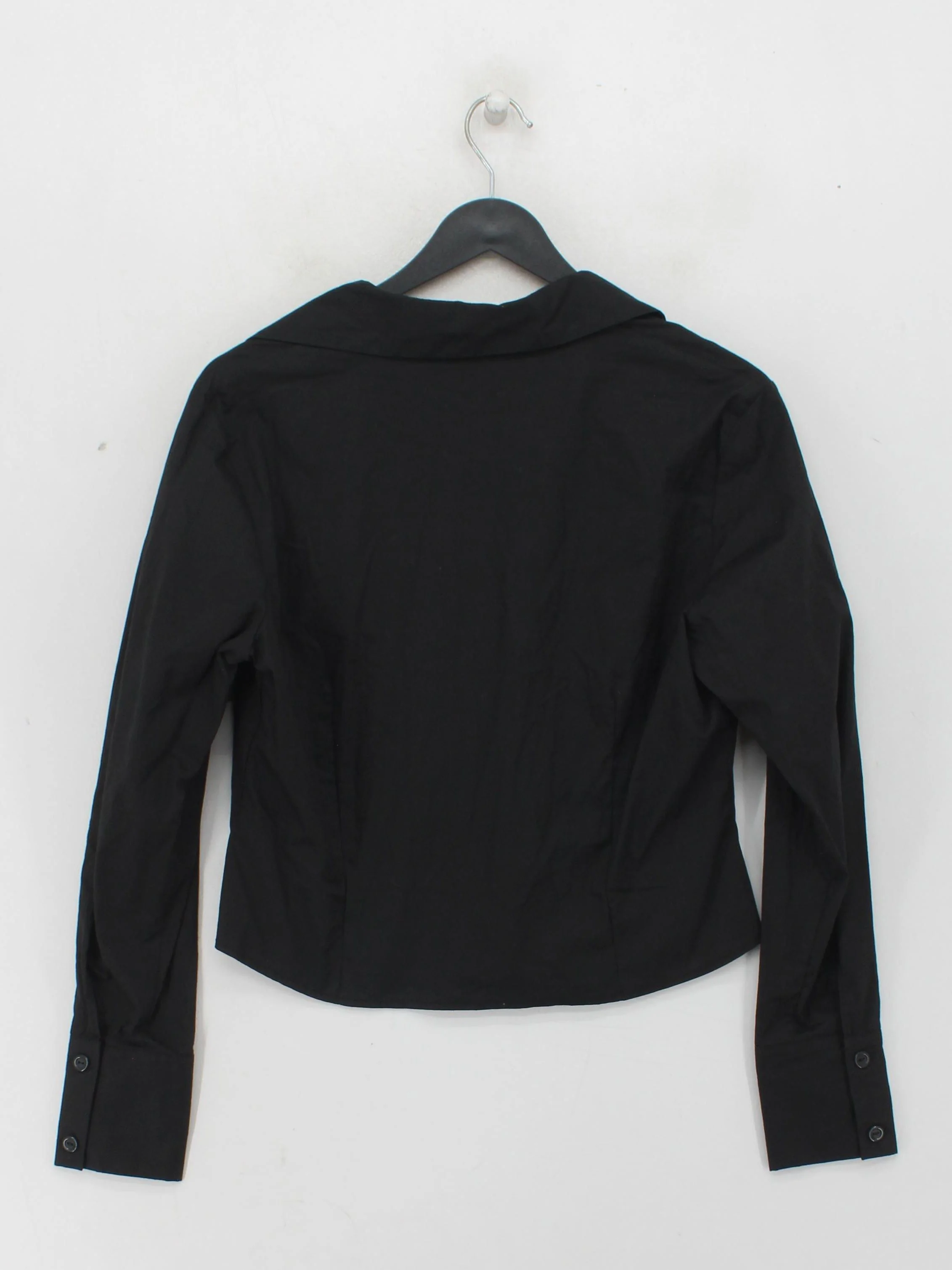 Kit Women's Shirt S Black Cotton with Elastane Long Sleeve Collared Basic - Image 2