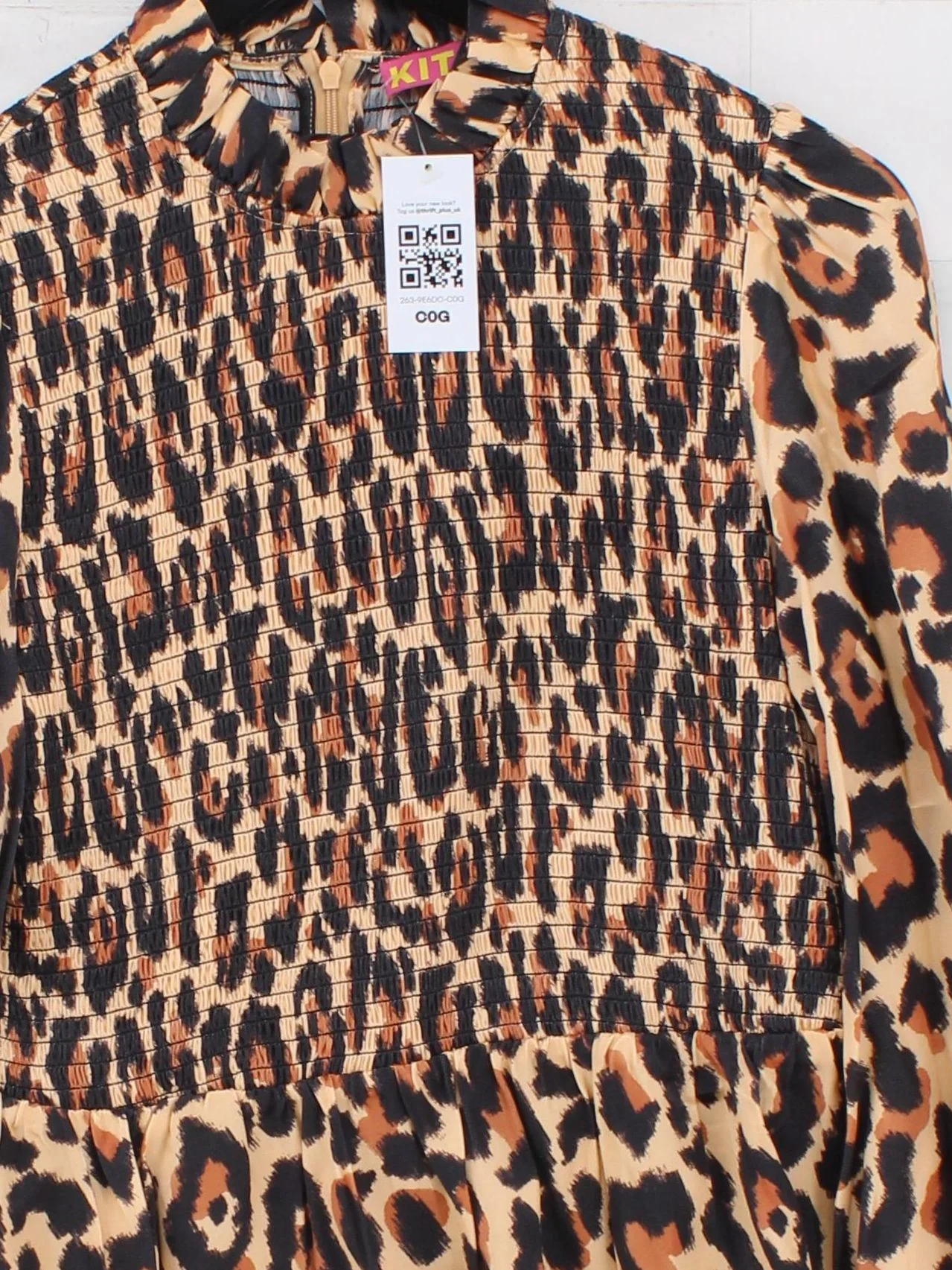 Kitri Women's Top L Multi Animal Print 100% Viscose Long Sleeve High Neck Basic - Image 3