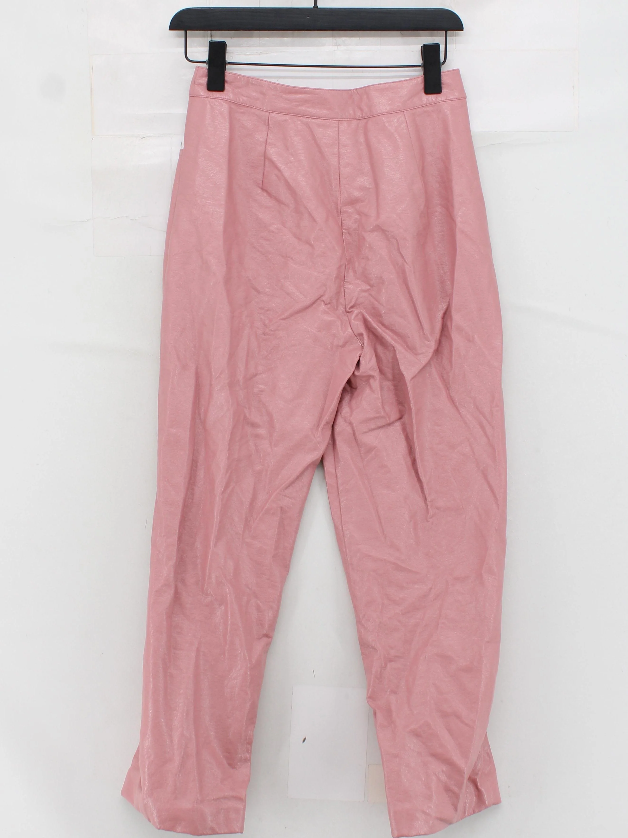 Kitri Women's Trousers UK 6 Pink Faux Leather with Viscose Tapered Chino - Image 2