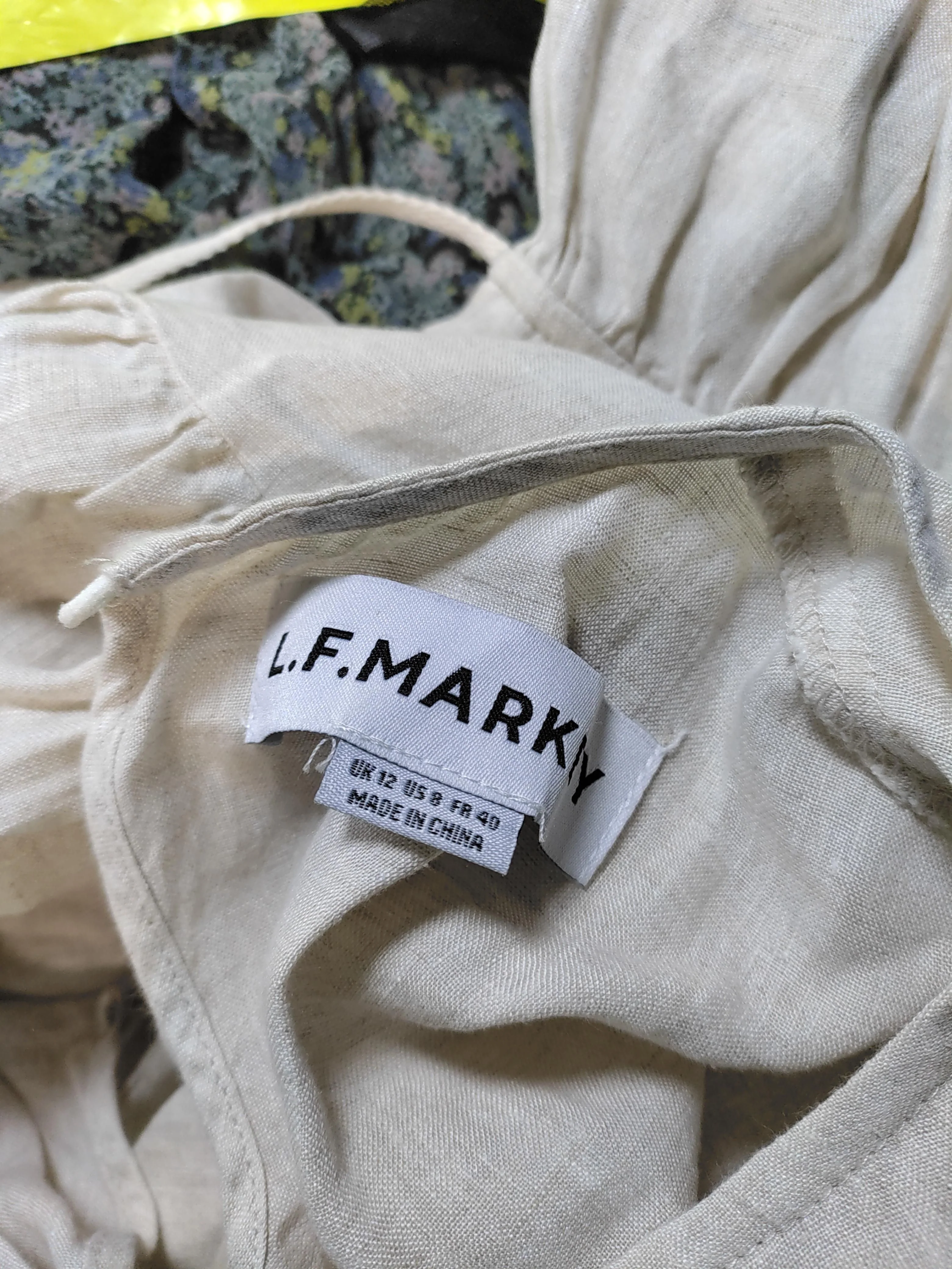 L.F. Markey Women's Top UK 12 Cream 100% Linen Long Sleeve Round Neck Basic - Image 5