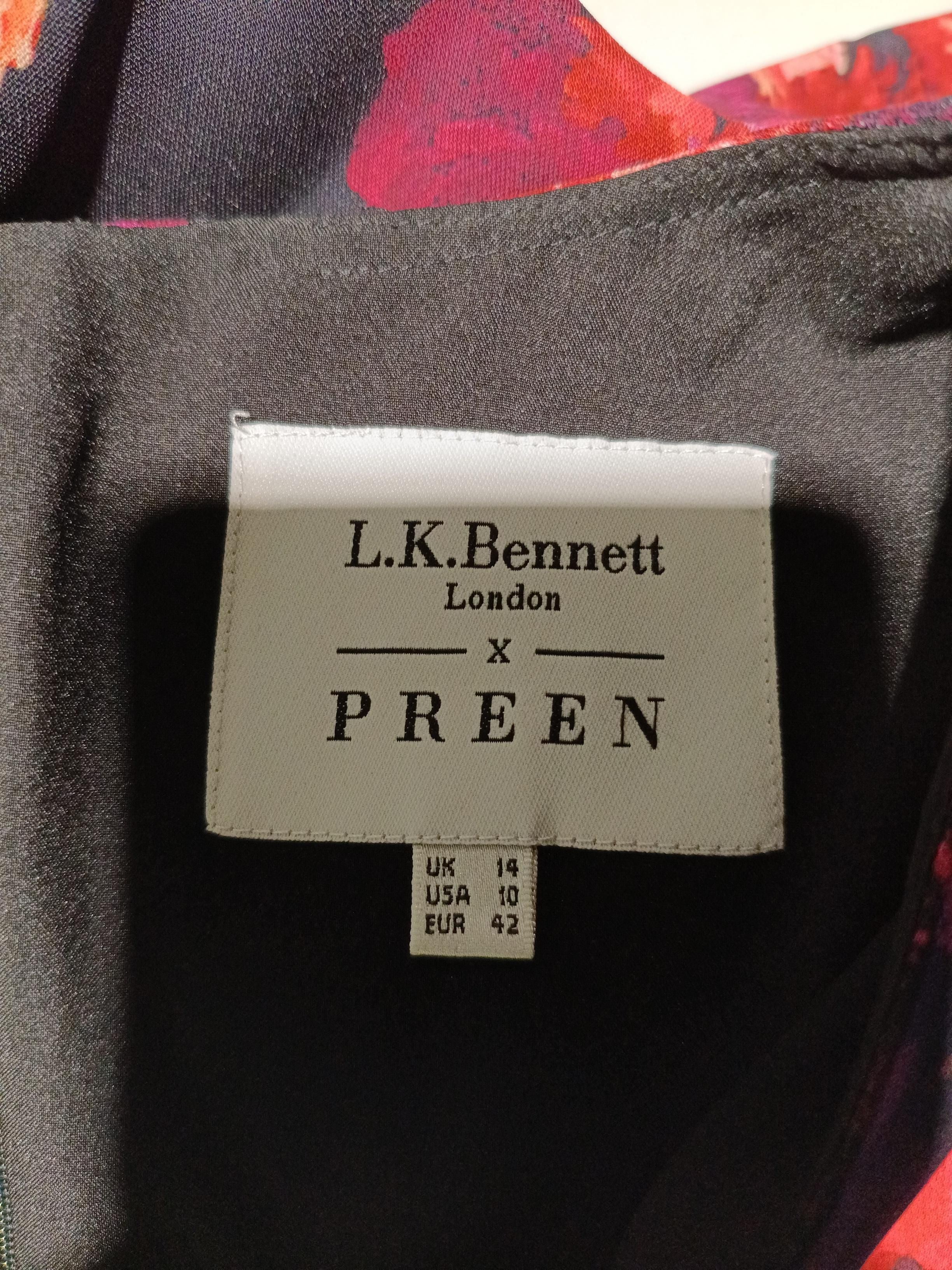 L.K. Bennett A-Line Midi Dress UK14 in Multi - Image 5