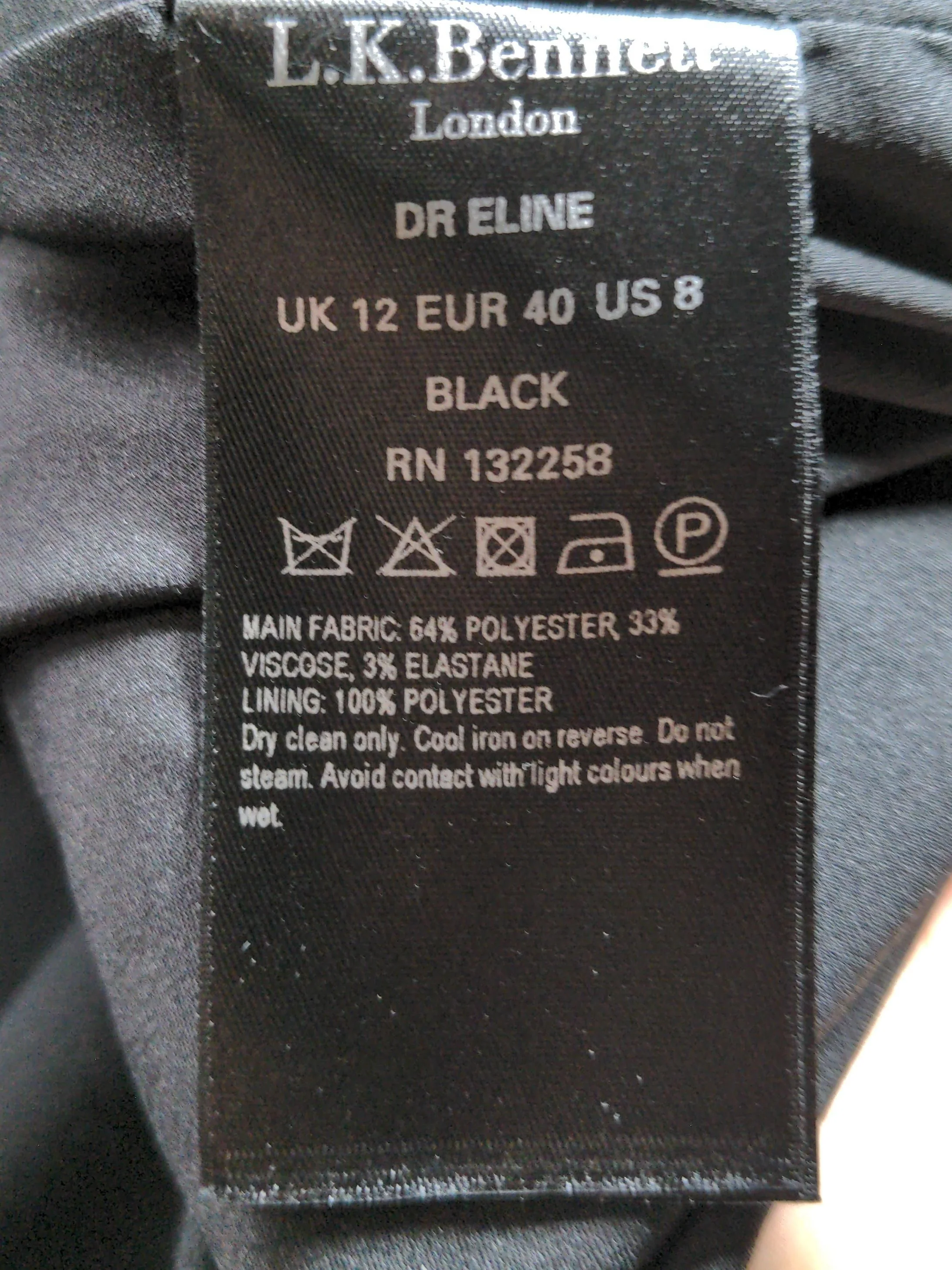 L.K. Bennett Bodycon Midi Dress UK12 in Black - Image 7