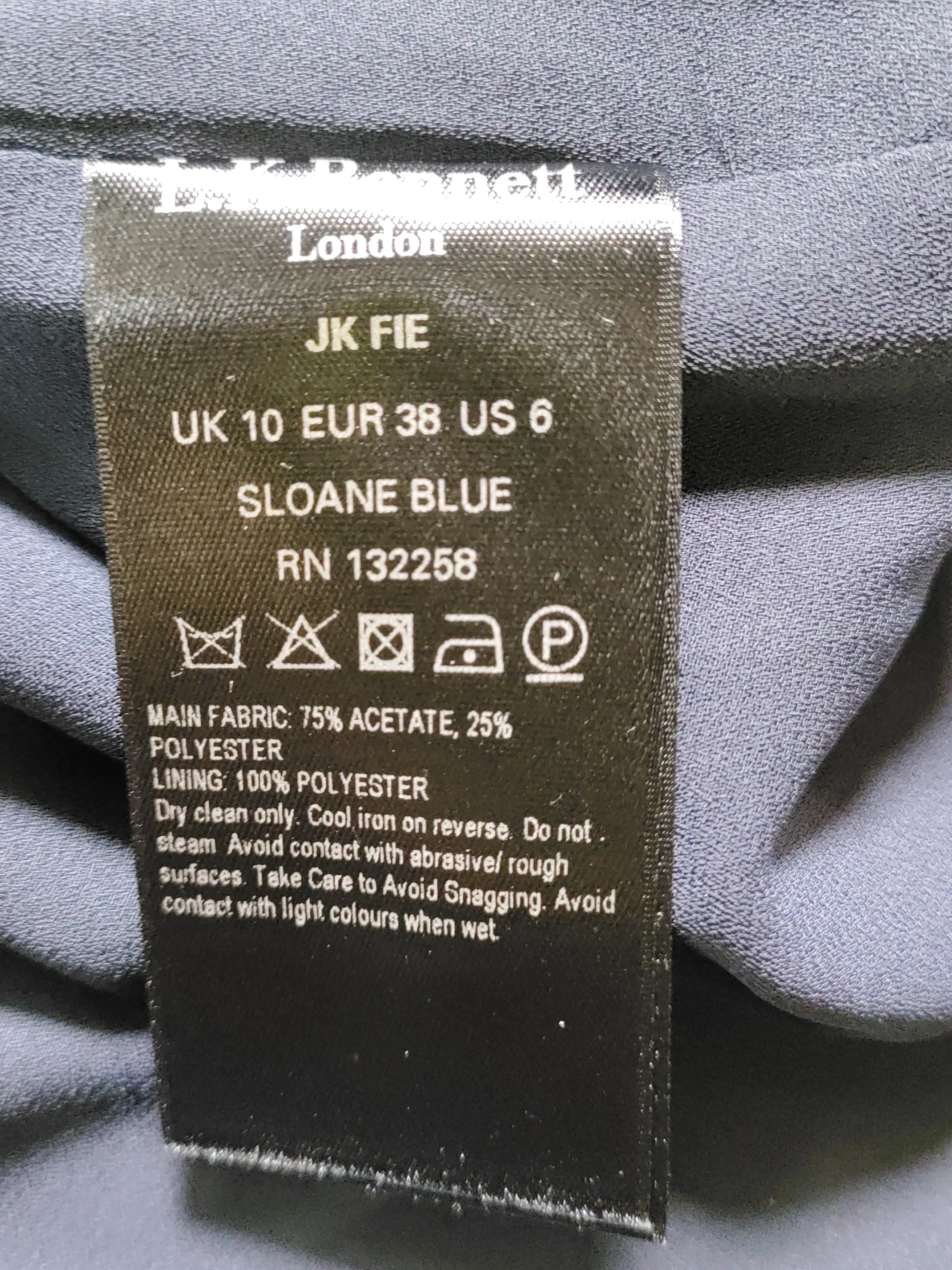 L.K. Bennett Women's Blazer UK 10 Blue Acetate with Polyester Overcoat - Image 6