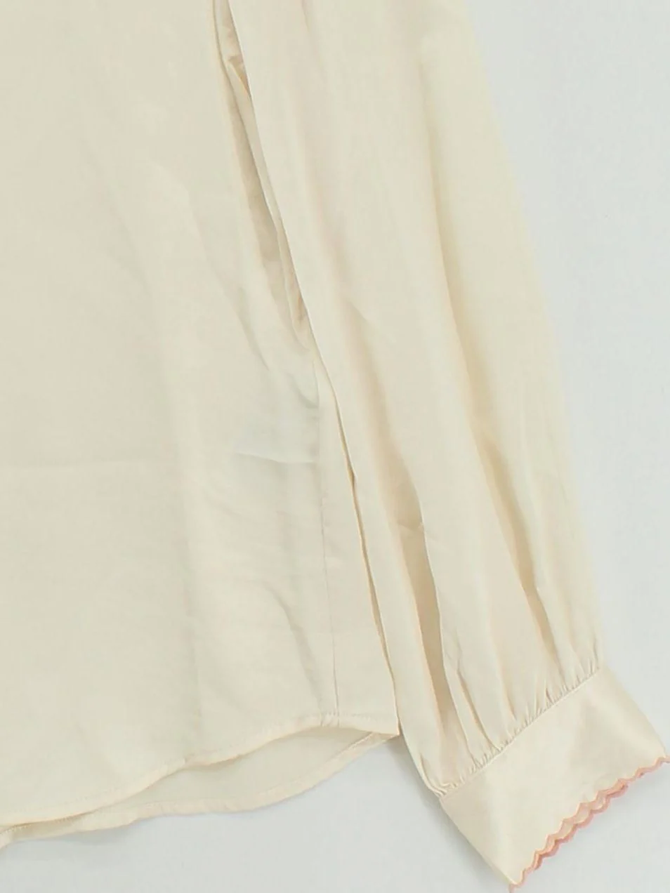 L.K. Bennett Women's Blouse UK 12 Cream 100% Silk Long Sleeve Collared Basic - Image 4