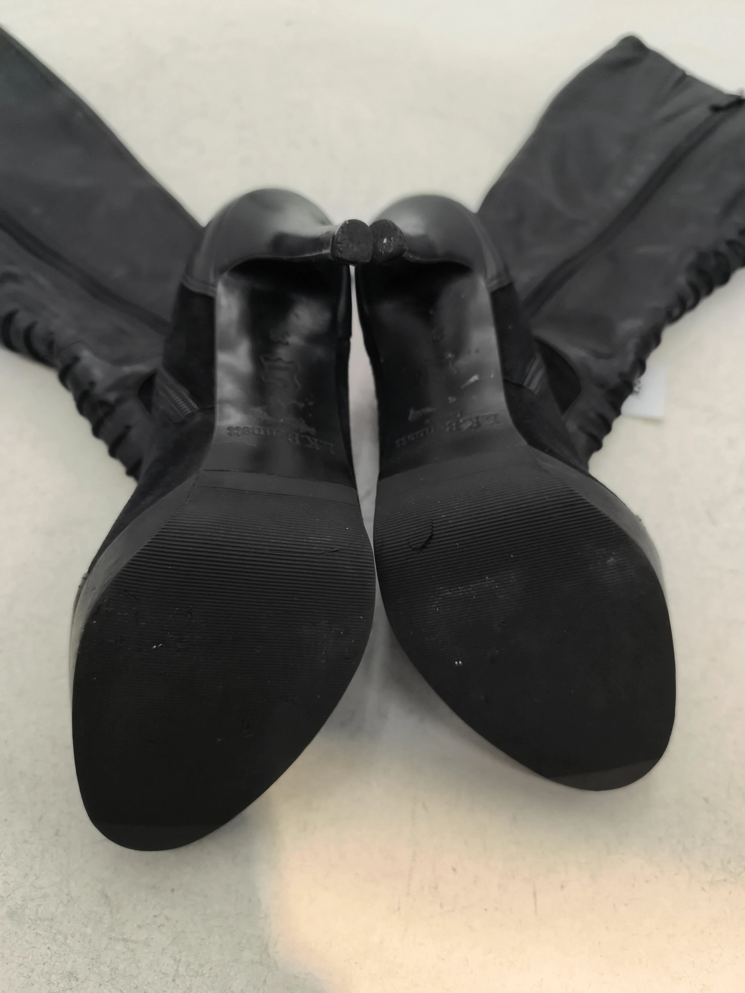 L.K. Bennett Women's Boots UK 5 Black Leather with Suede Combat - Image 7