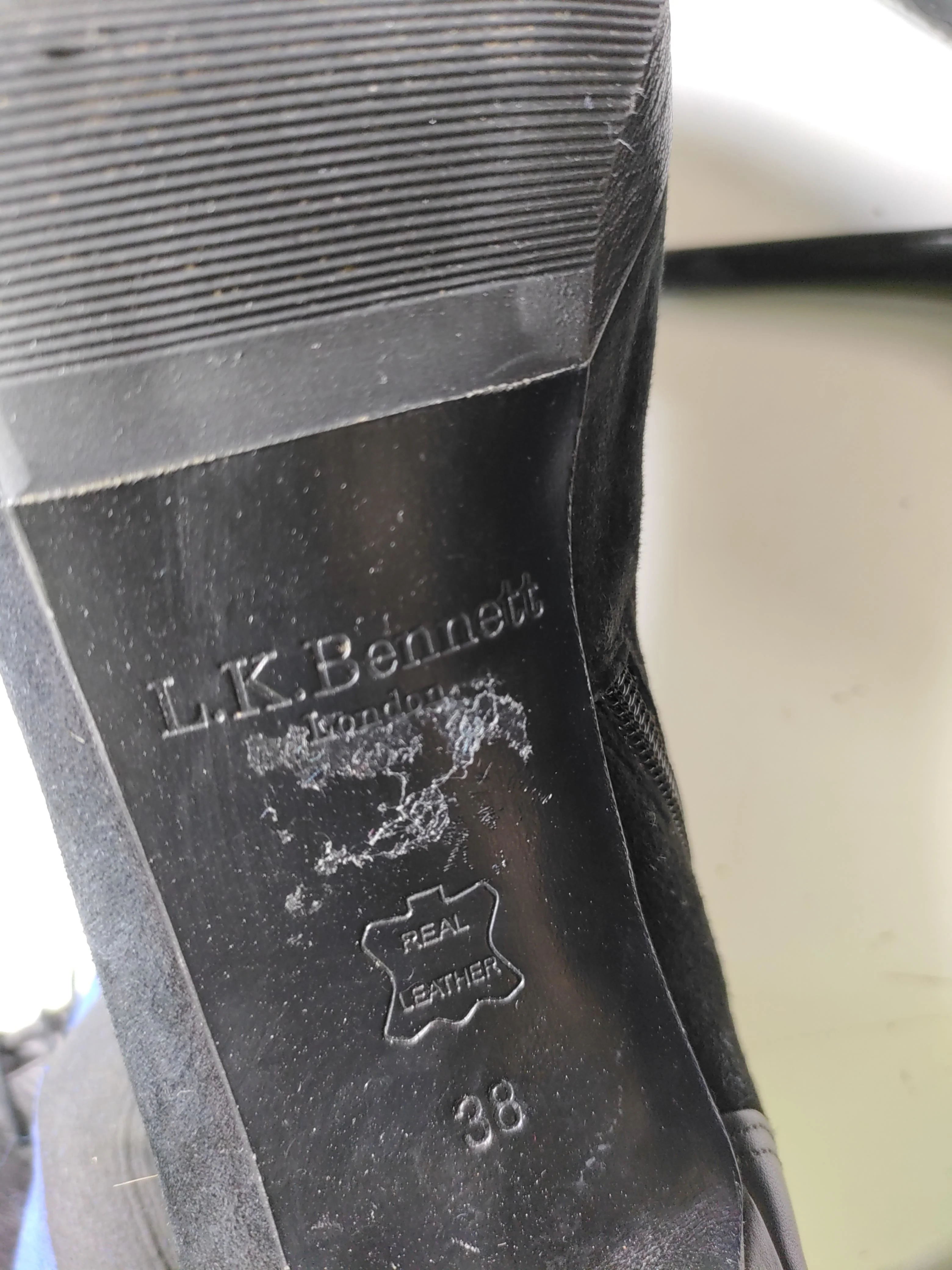L.K. Bennett Women's Boots UK 5 Black Leather with Suede Combat - Image 9