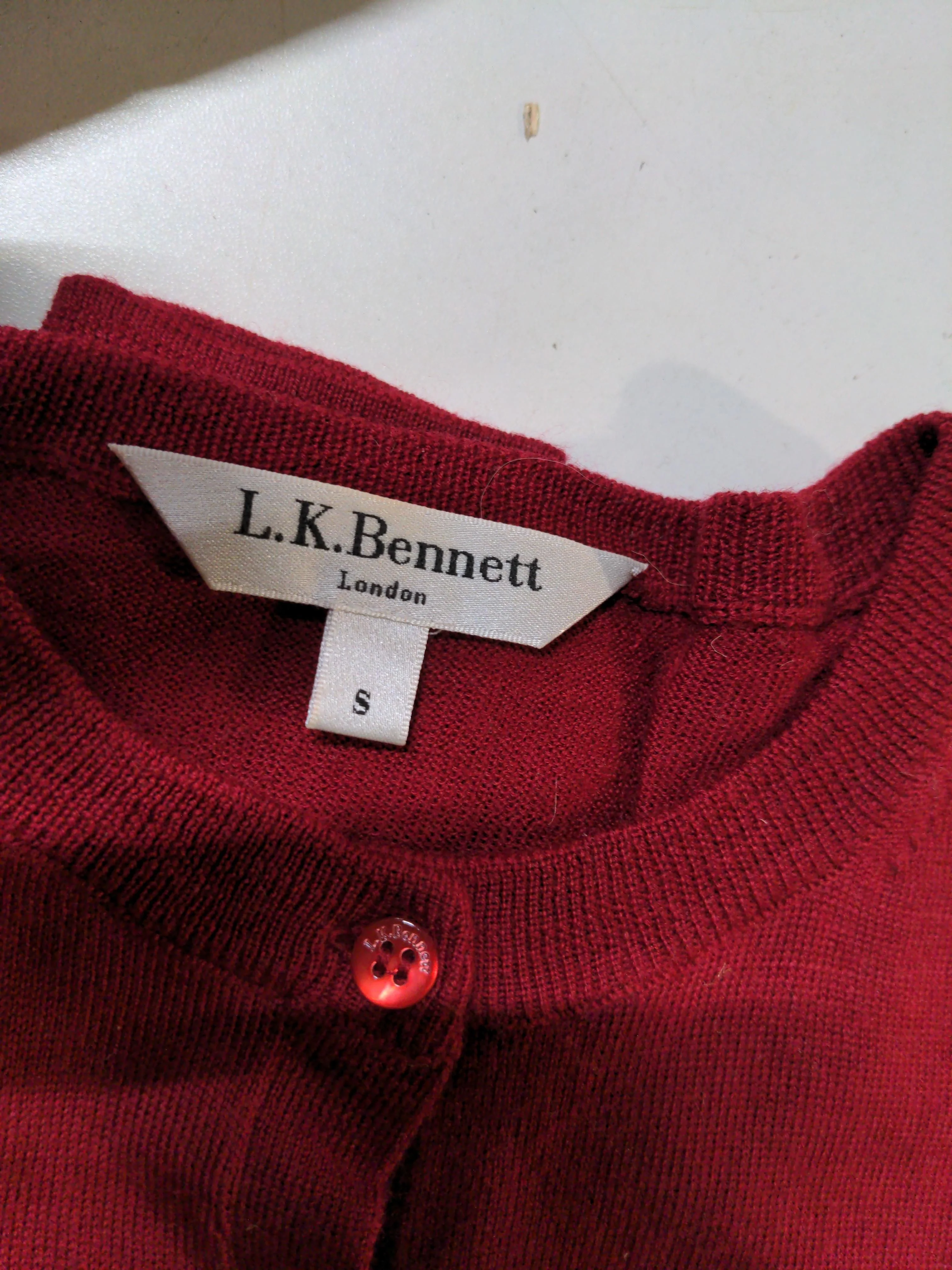 L.K. Bennett Women's Cardigan S Red 100% Wool Round Neck Cardigan - Image 6