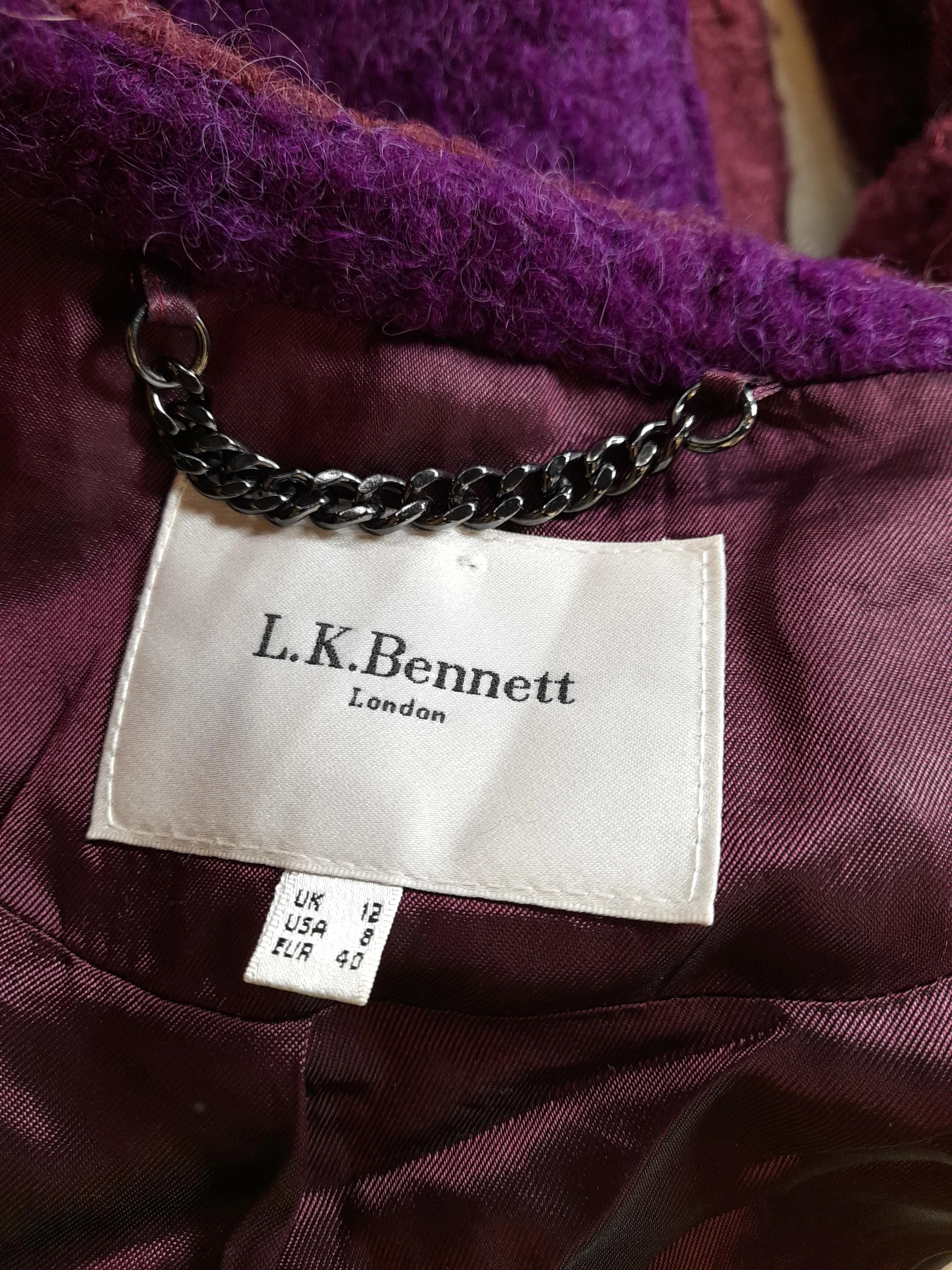 L.K. Bennett Women's Coat UK 12 Purple Wool - Image 5