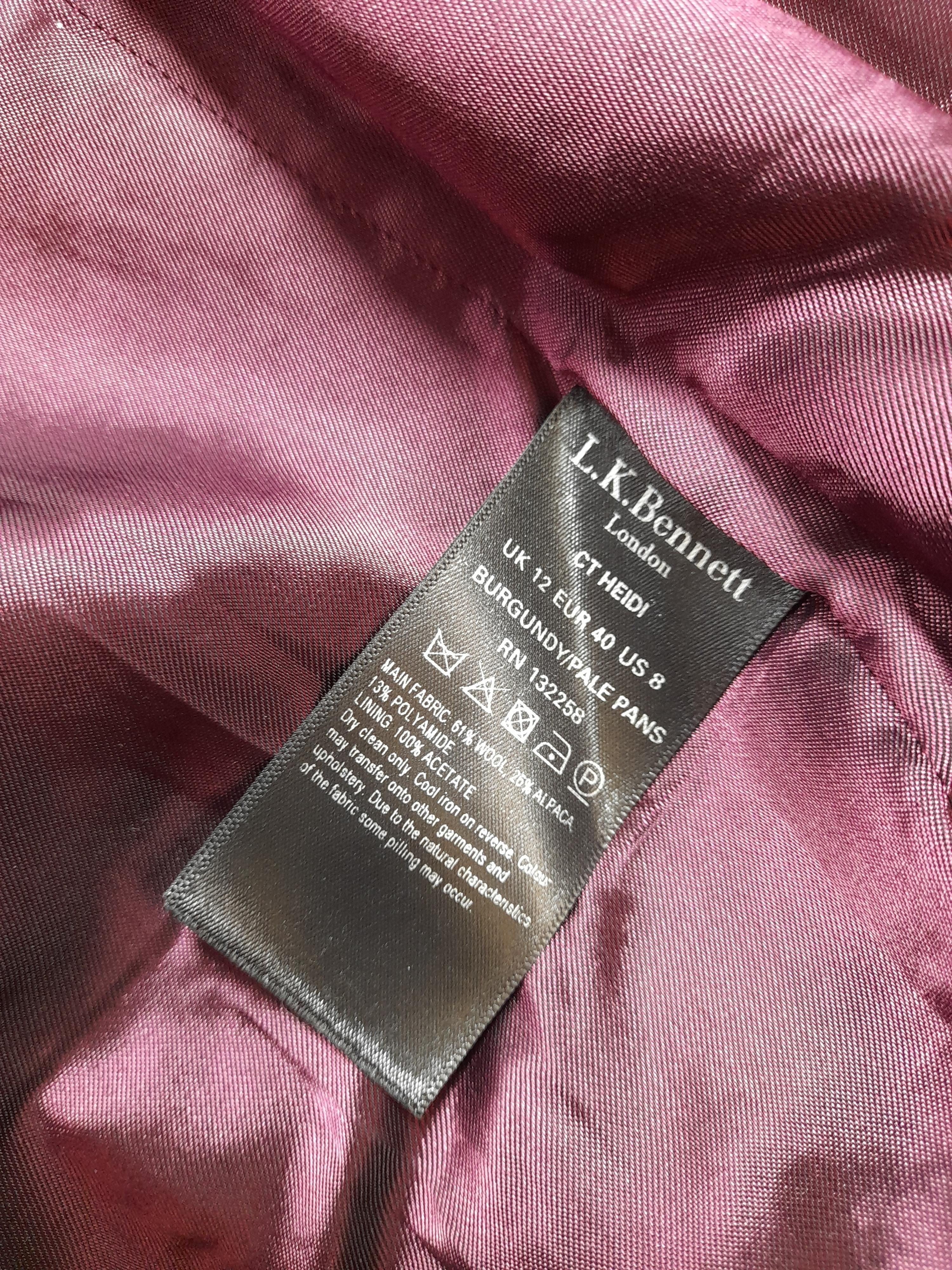 L.K. Bennett Women's Coat UK 12 Purple Wool - Image 6