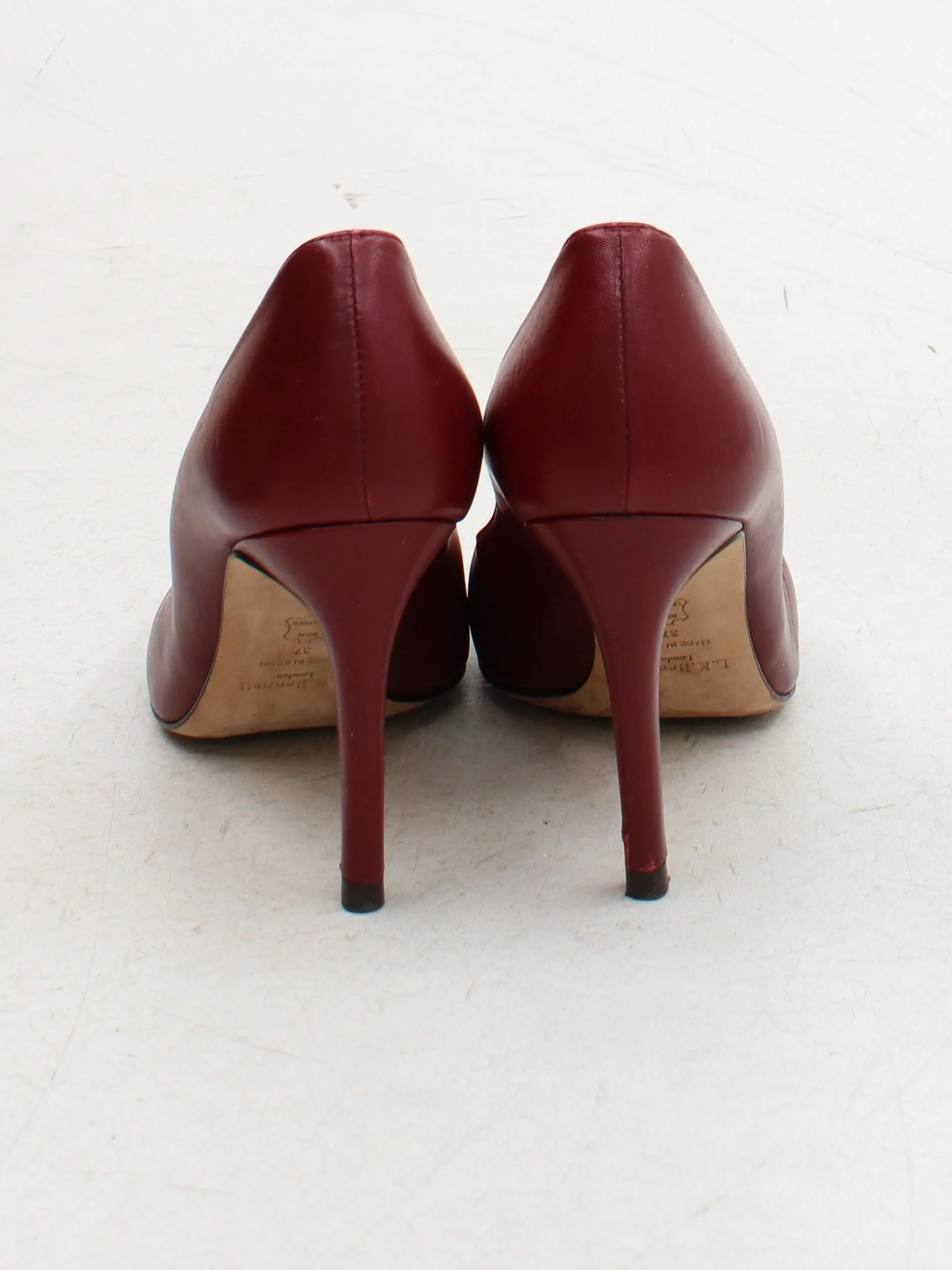 L.K. Bennett Women's Heels UK 4 Red 100% Leather Court - Image 3