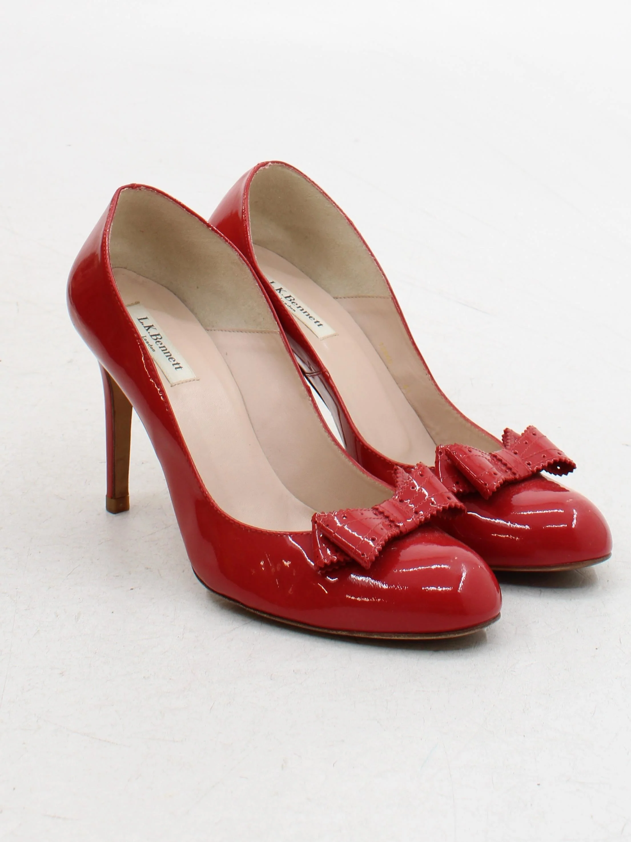 L.K. Bennett Women's Heels UK 7 Red 100% Leather Court - Image 4