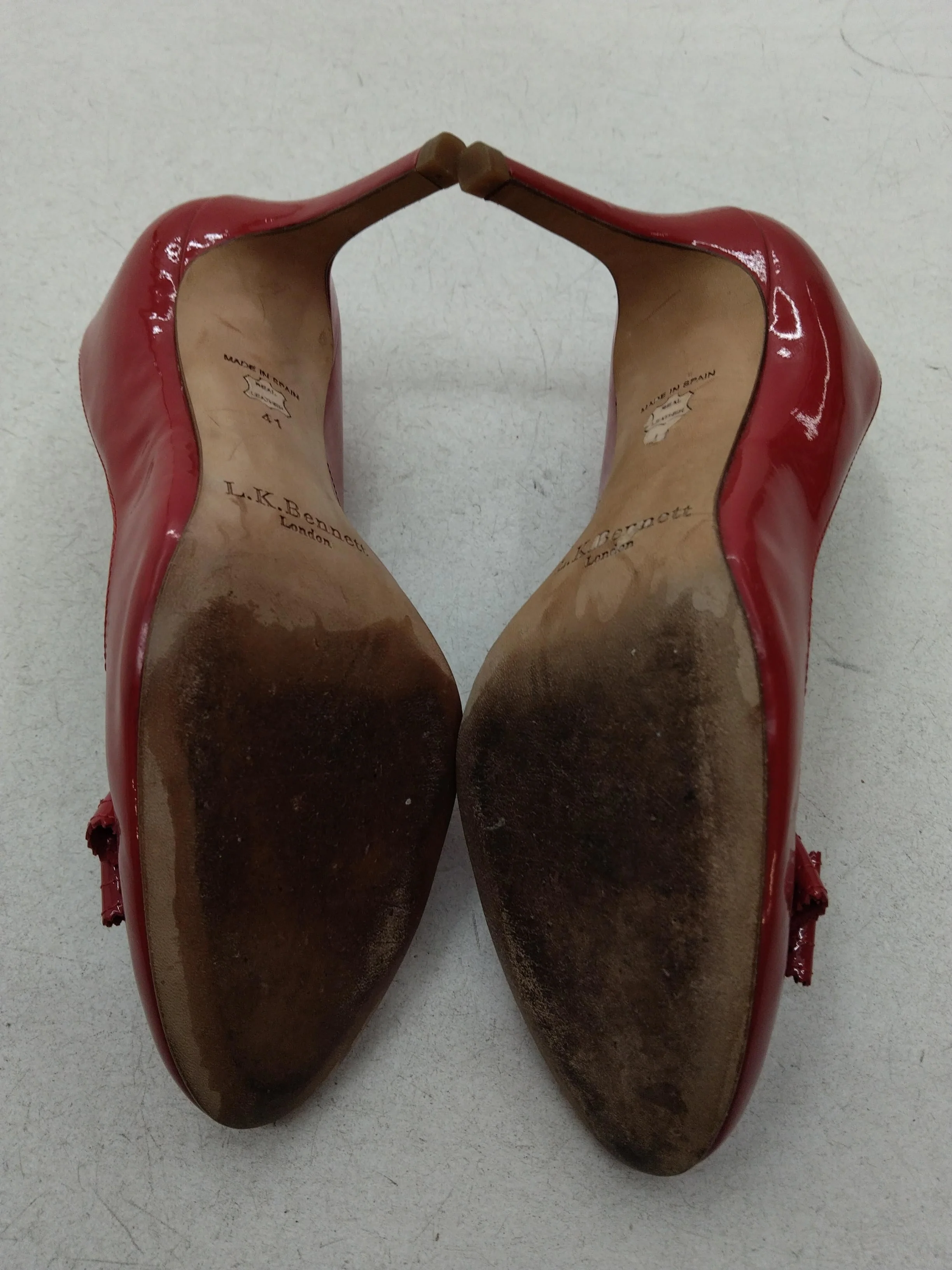 L.K. Bennett Women's Heels UK 7 Red 100% Leather Court - Image 7