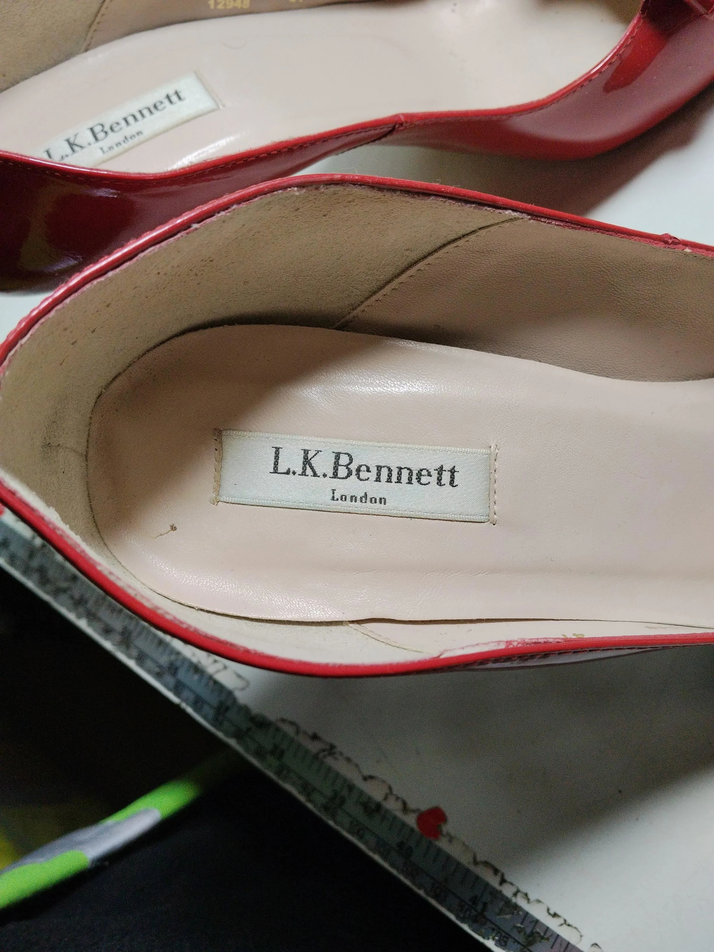 L.K. Bennett Women's Heels UK 7 Red 100% Leather Court - Image 9
