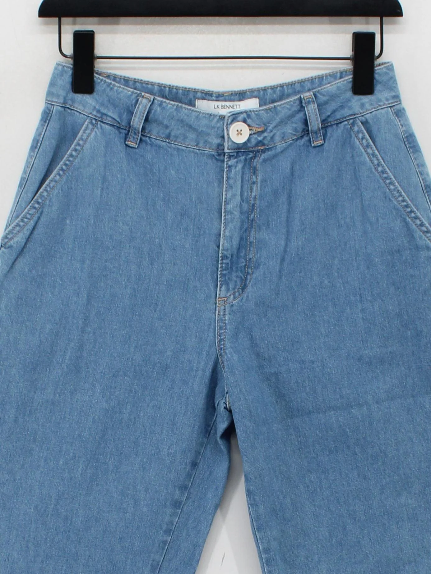 L.K. Bennett Women's Jeans UK 6 Blue 100% Cotton Wide-Leg - Image 3