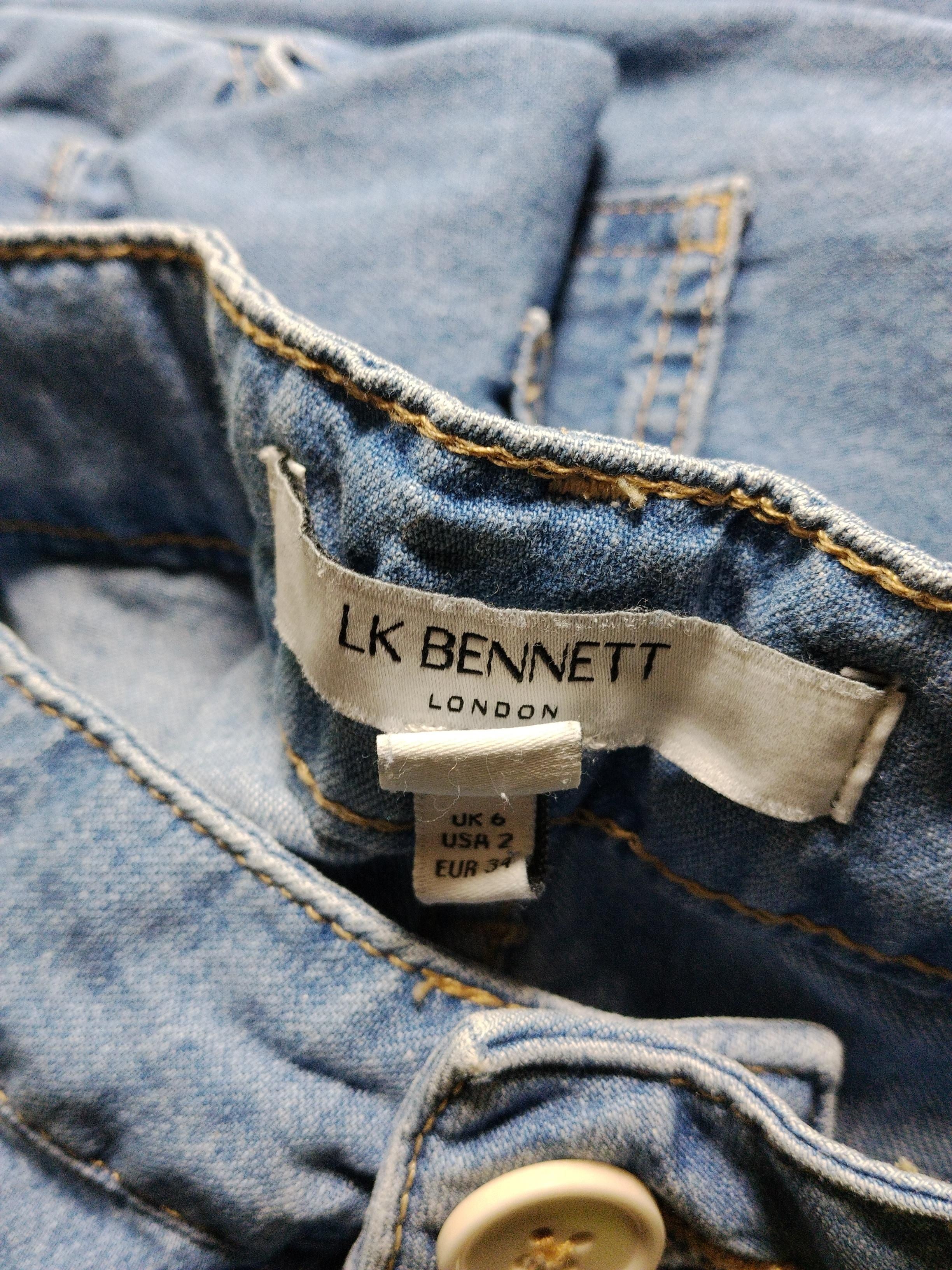 L.K. Bennett Women's Jeans UK 6 Blue 100% Cotton Wide-Leg - Image 5