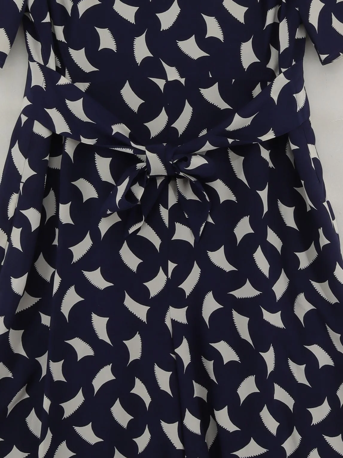 L.K. Bennett Women's Jumpsuit UK 12 Blue Geometric 100% Other Wide-Leg Jumpsuit - Image 3