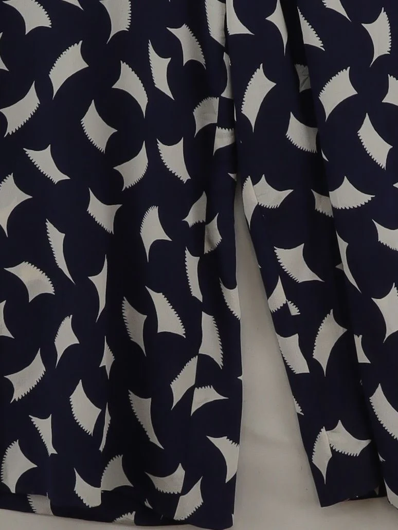 L.K. Bennett Women's Jumpsuit UK 12 Blue Geometric 100% Other Wide-Leg Jumpsuit - Image 4