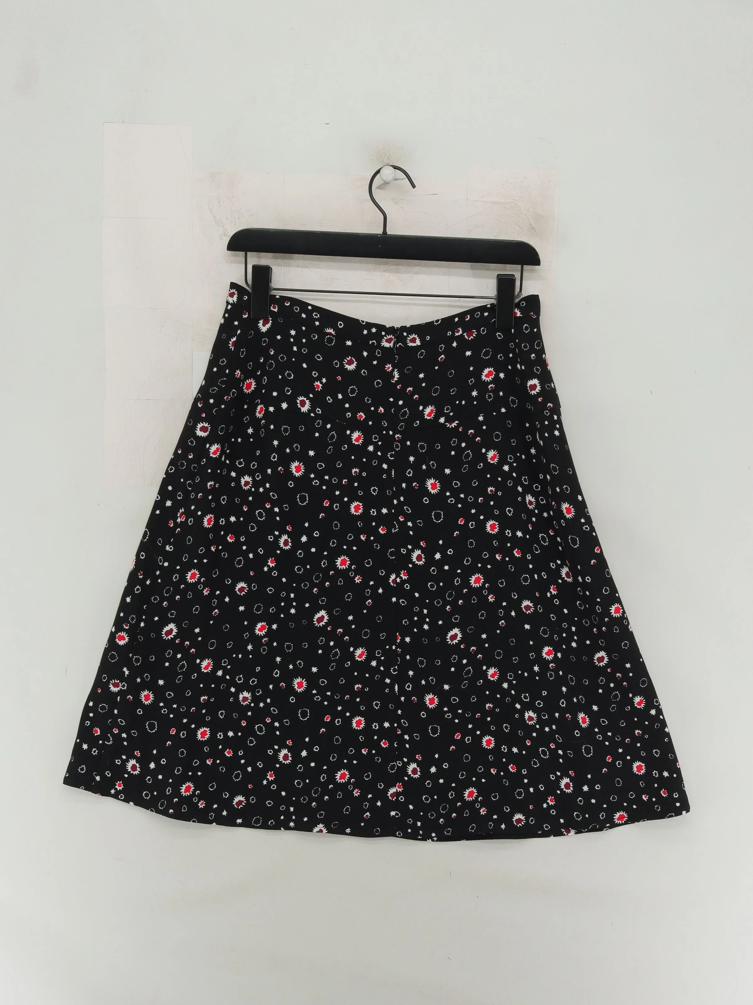 L.K. Bennett Women's Midi Skirt M Black Floral 100% Polyester Midi A-Line - Image 2
