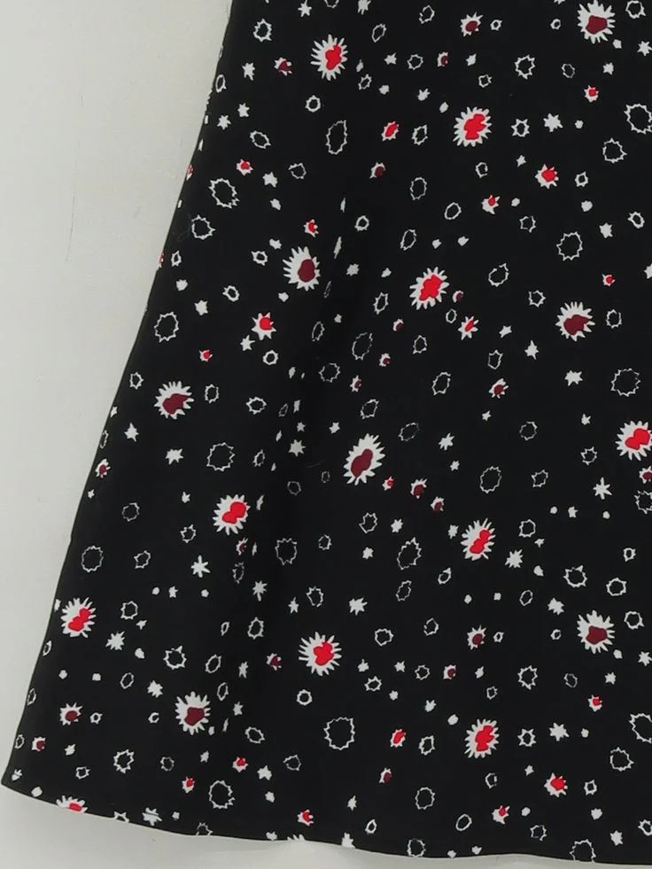 L.K. Bennett Women's Midi Skirt M Black Floral 100% Polyester Midi A-Line - Image 4