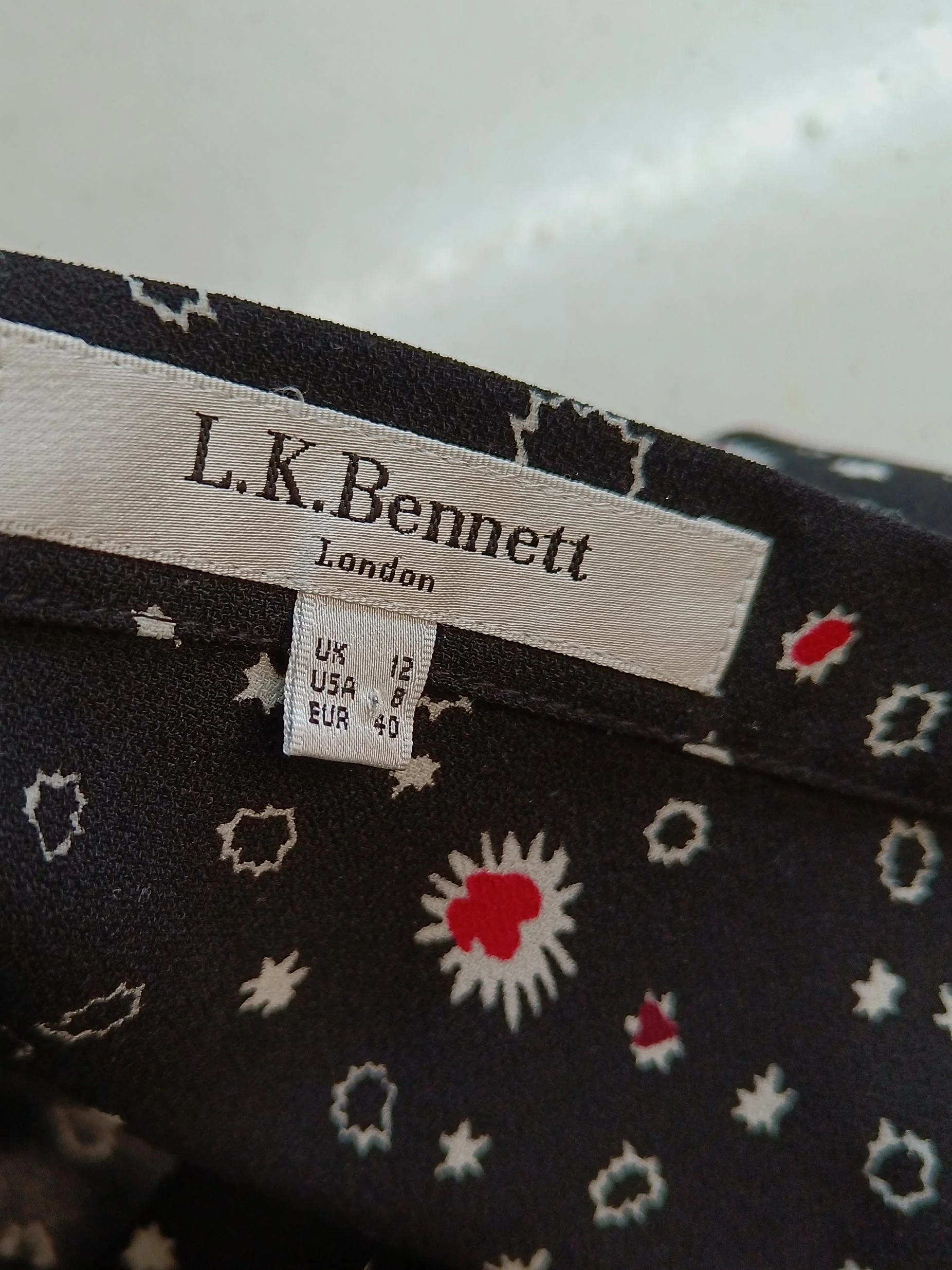 L.K. Bennett Women's Midi Skirt M Black Floral 100% Polyester Midi A-Line - Image 5