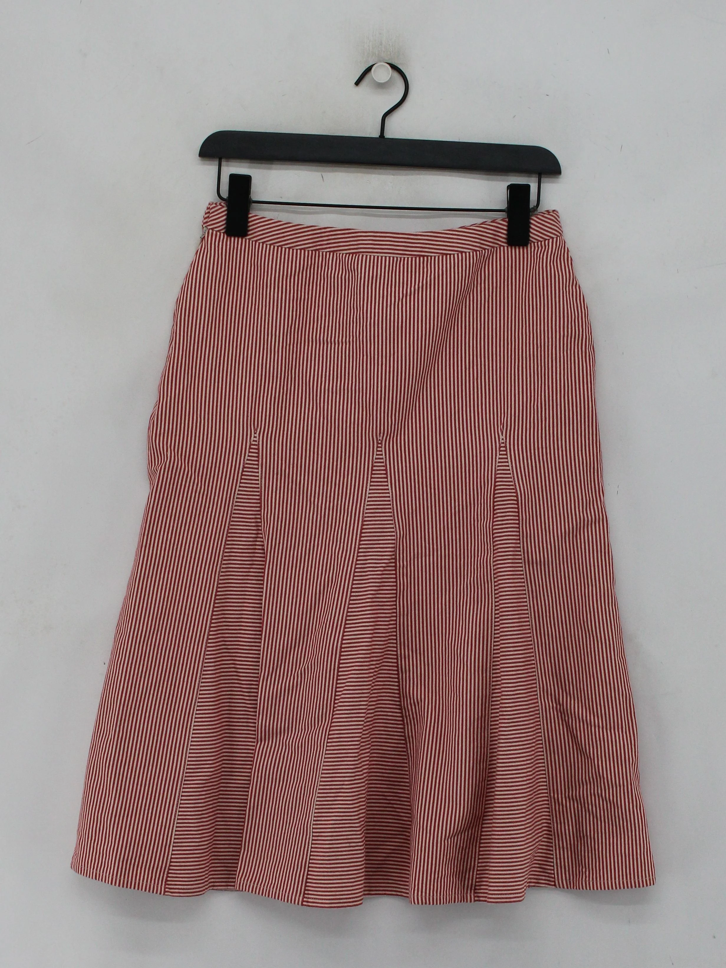 L.K. Bennett Women's Midi Skirt S Red Striped 100% Cotton Midi A-Line - Image 2