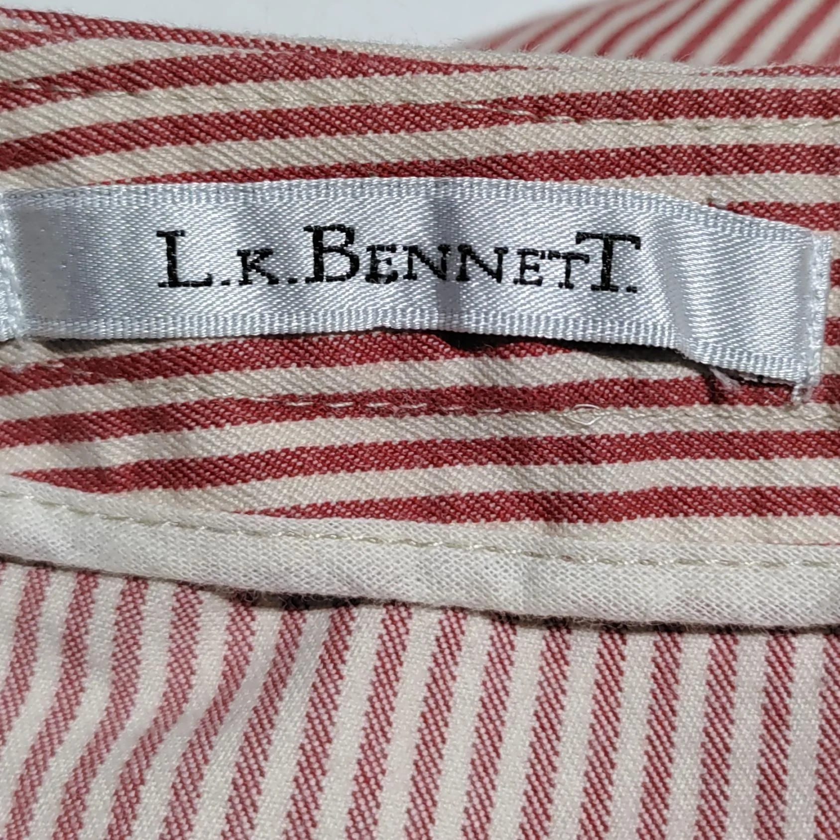 L.K. Bennett Women's Midi Skirt S Red Striped 100% Cotton Midi A-Line - Image 5