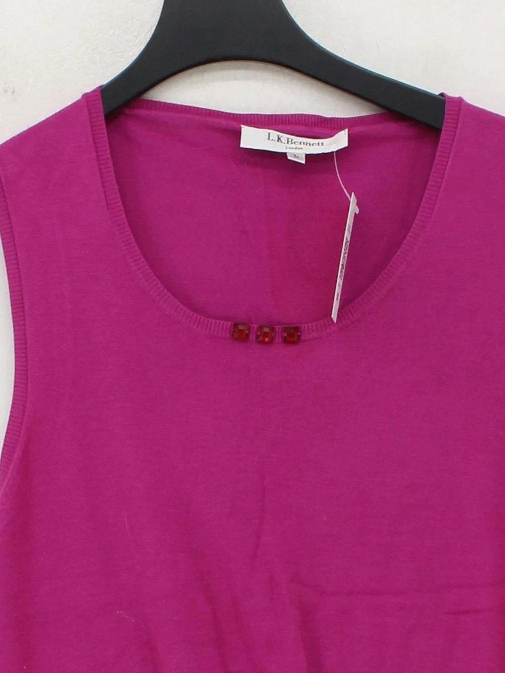 L.K. Bennett Women's T-Shirt L Pink Viscose with Polyamide Basic - Image 3