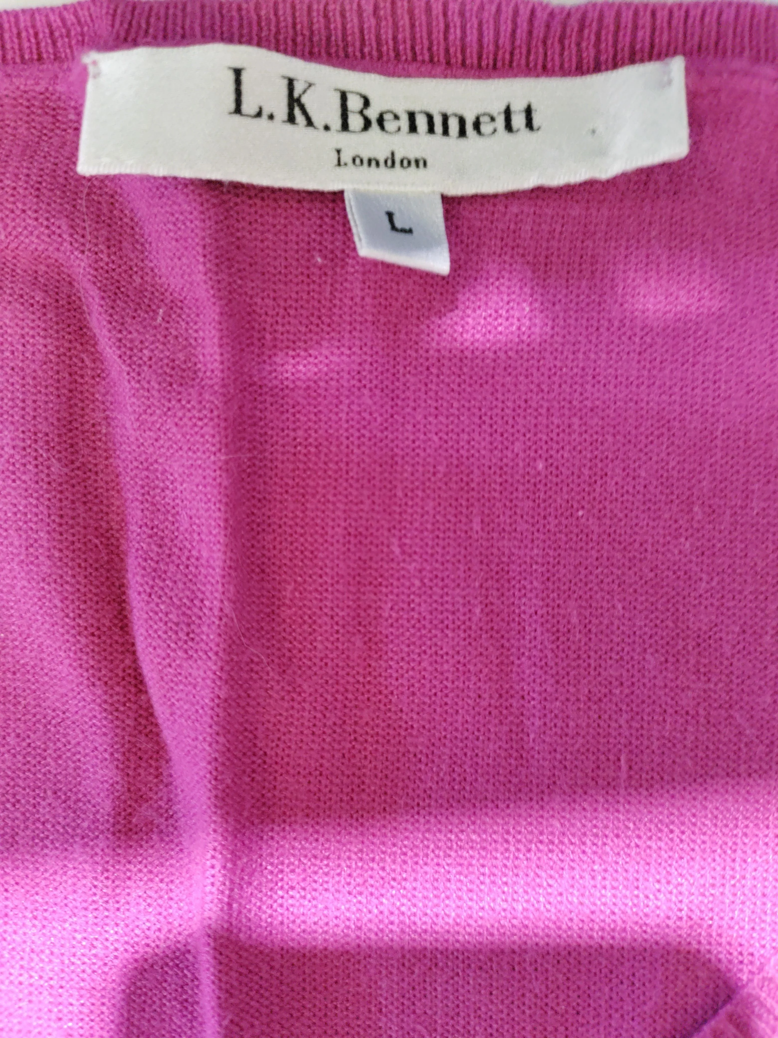 L.K. Bennett Women's T-Shirt L Pink Viscose with Polyamide Basic - Image 5
