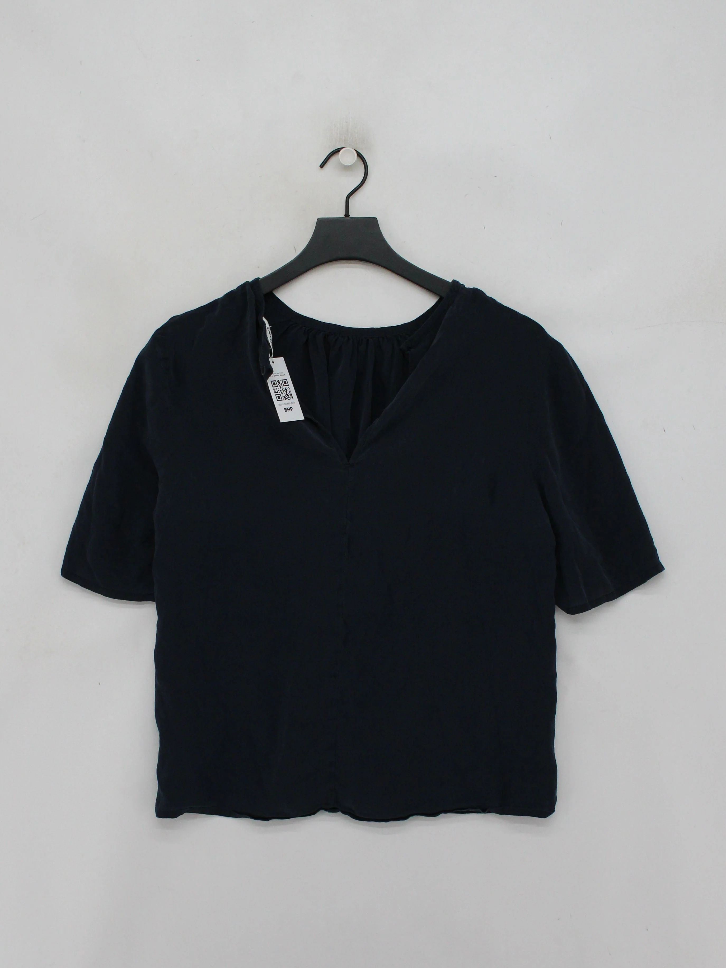 L.K. Bennett Women's Top L Blue 100% Other Short Sleeve V-Neck Basic - Image 2