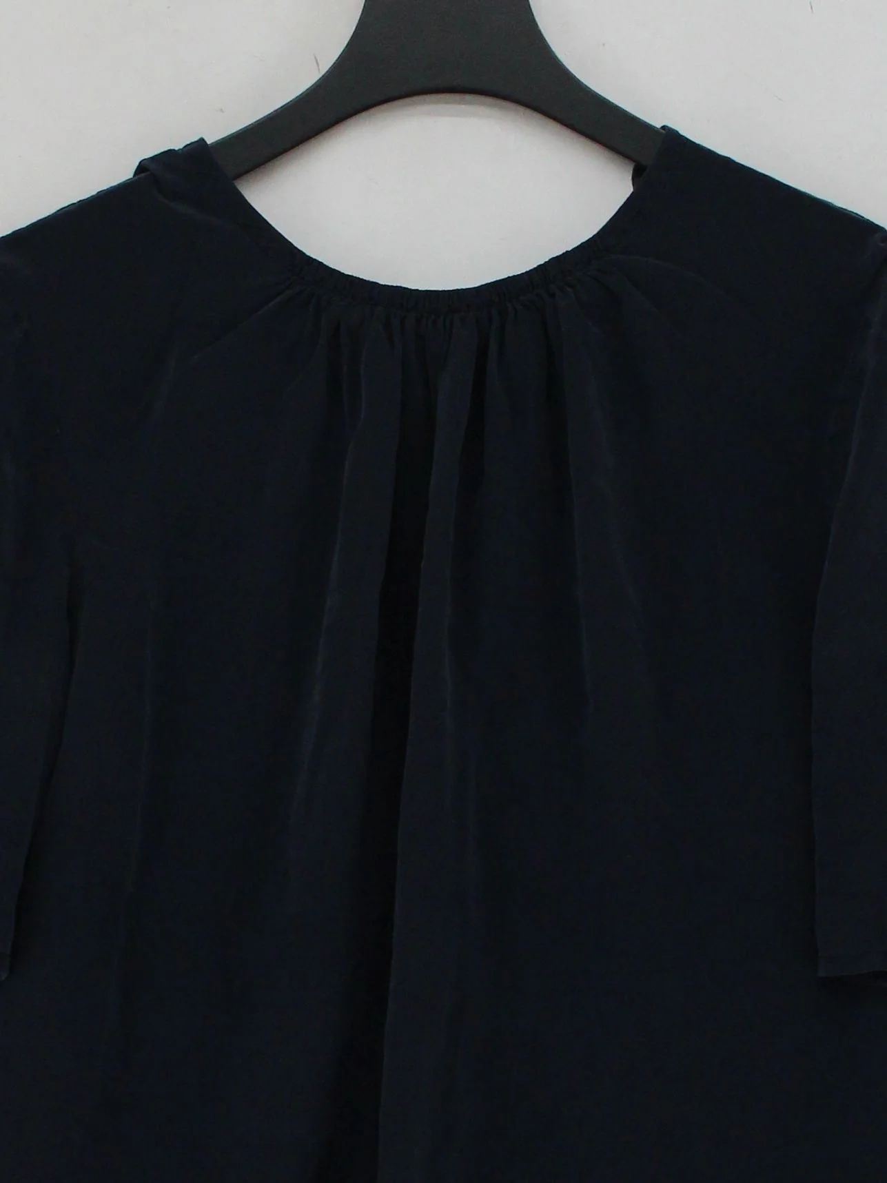 L.K. Bennett Women's Top L Blue 100% Other Short Sleeve V-Neck Basic - Image 3