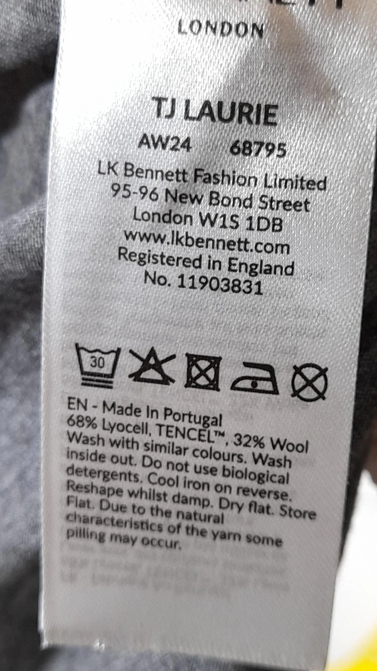 L.K. Bennett Women's Top M Grey Lyocell Modal with Wool Basic - Image 7