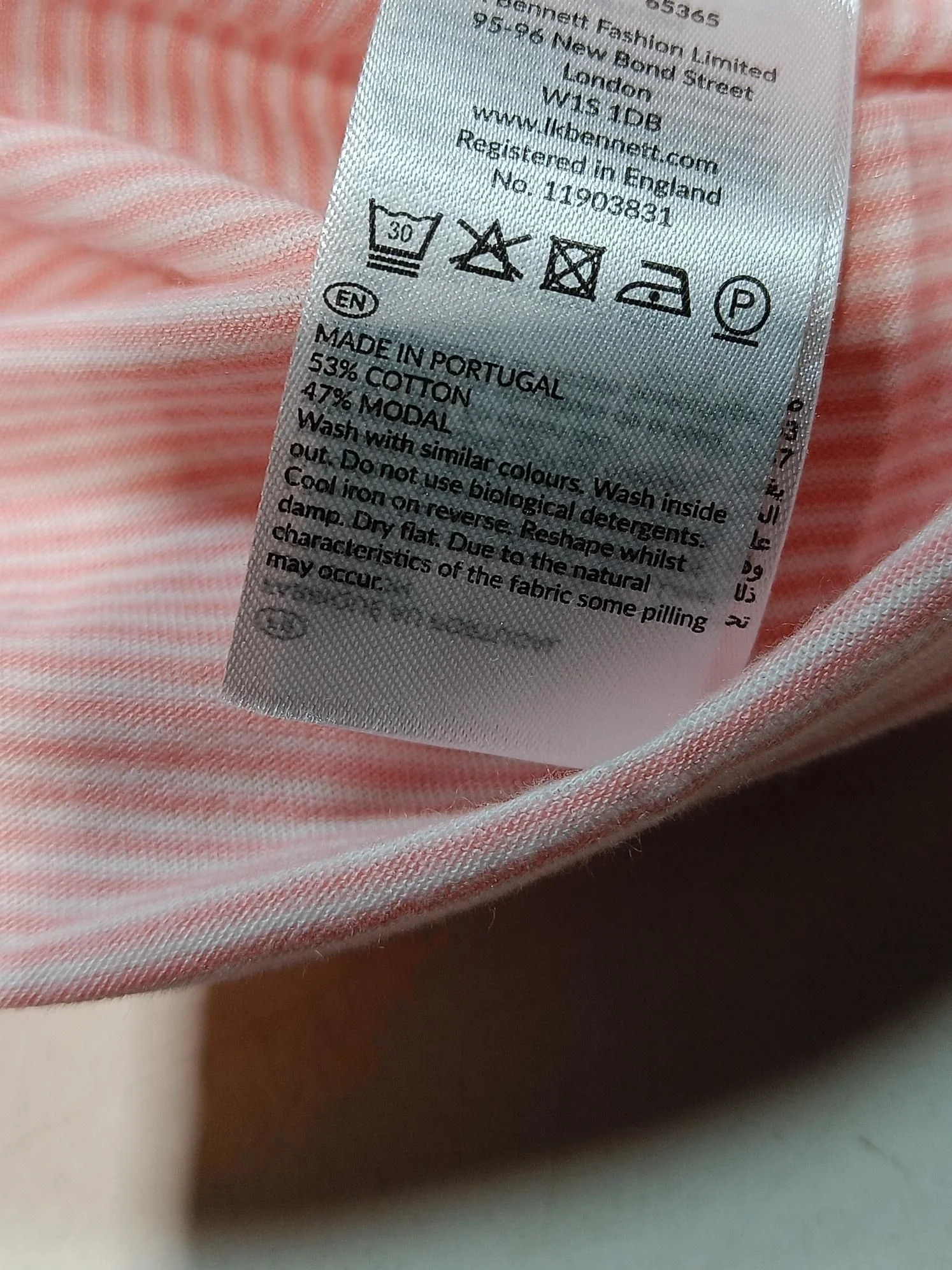 L.K. Bennett Women's Top M Pink Cotton with Lyocell Modal Basic - Image 6