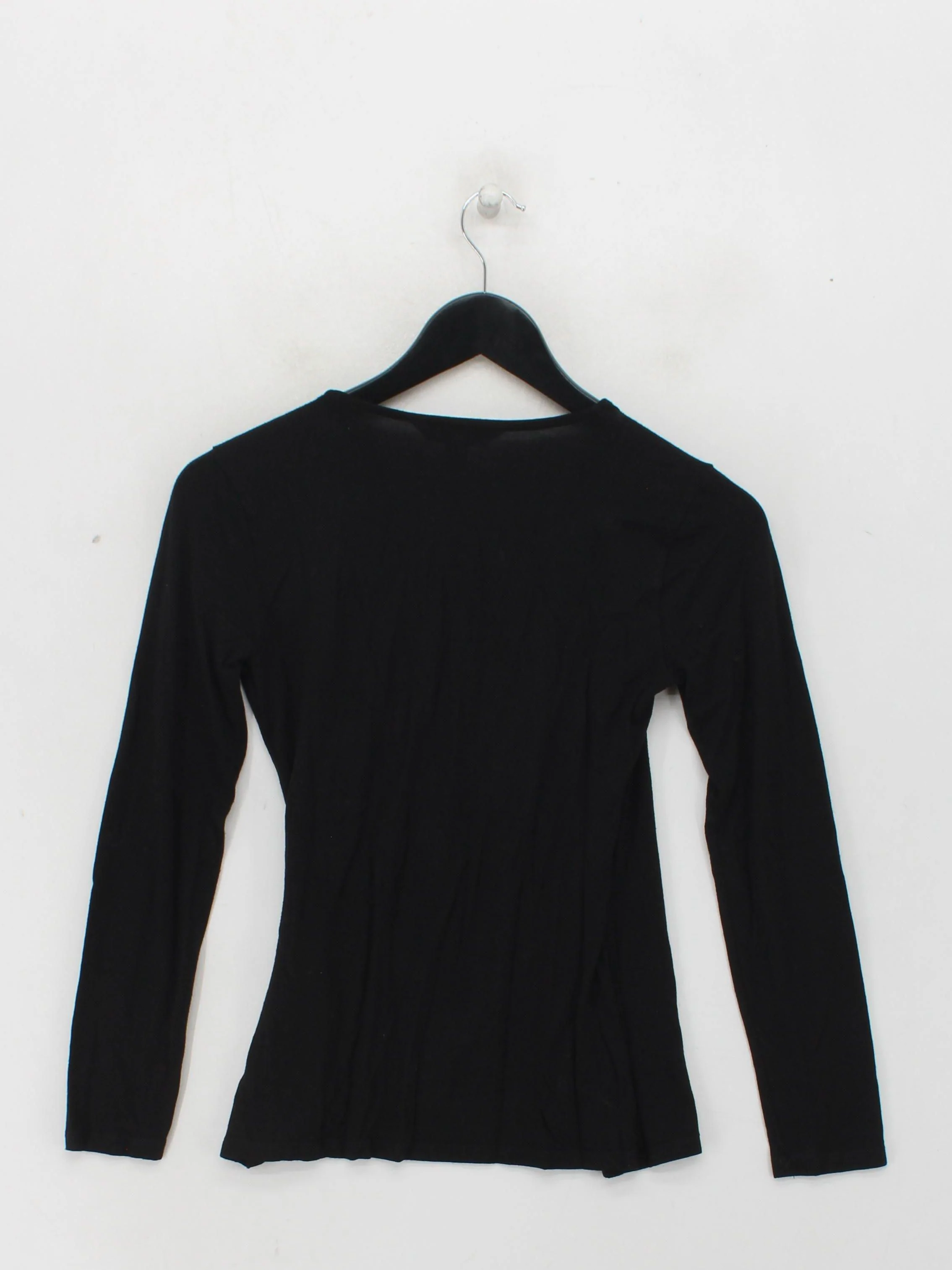 L.K. Bennett Women's Top XS Black Viscose with Elastane Long Sleeve V-Neck Basic - Image 2