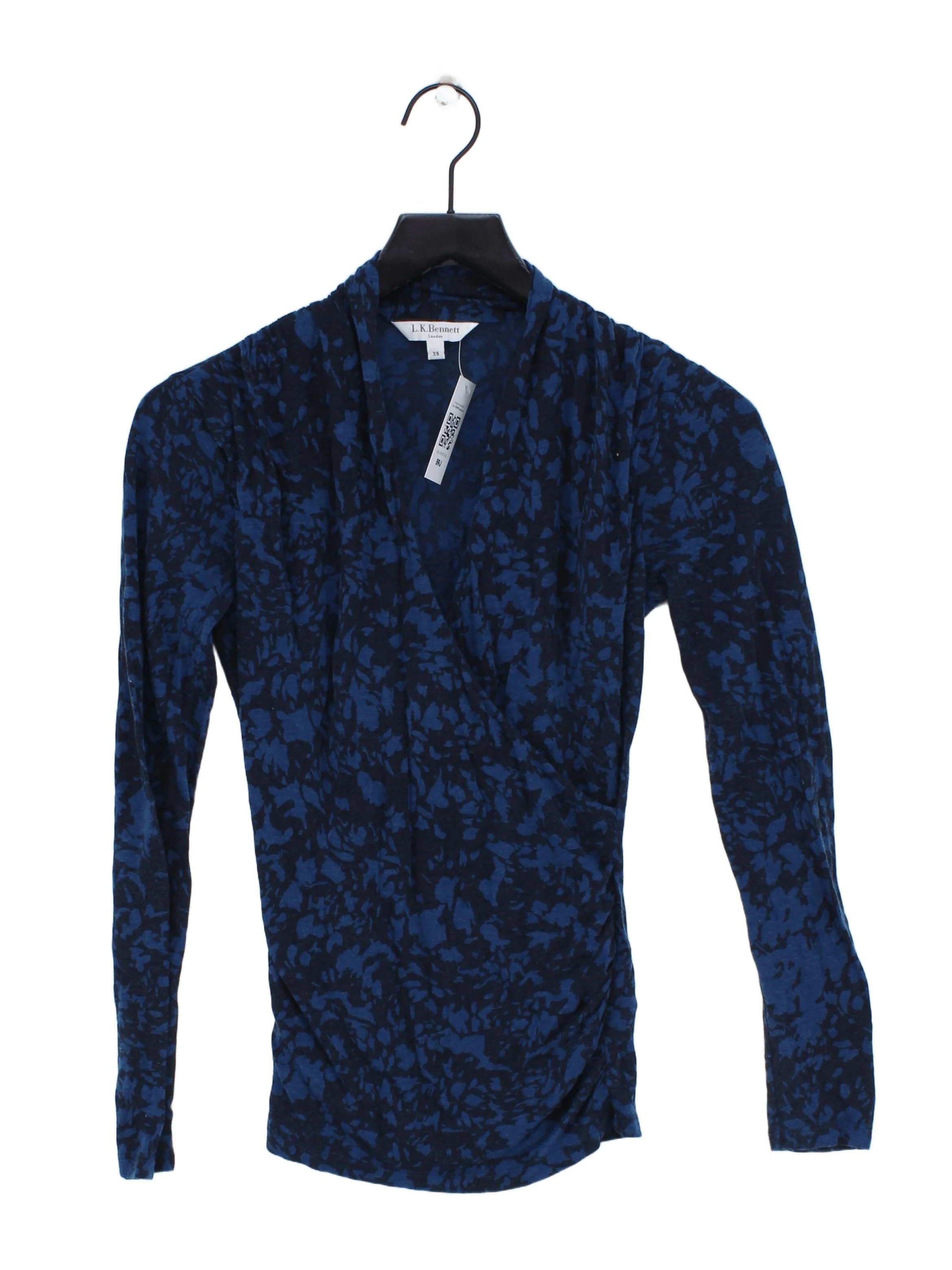 L.K. Bennett Women's Top XS Blue Lyocell Modal with Wool Basic