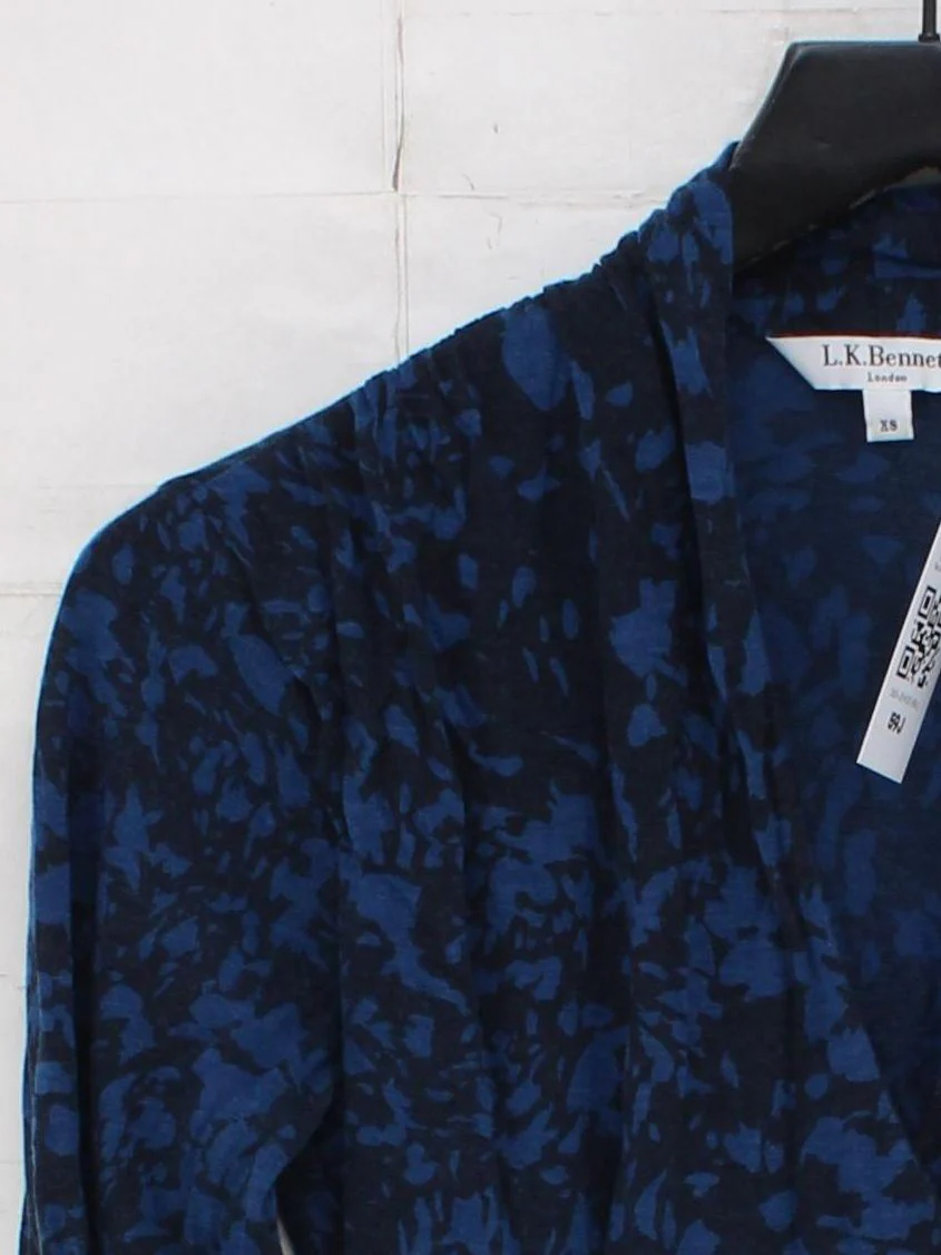 L.K. Bennett Women's Top XS Blue Lyocell Modal with Wool Basic - Image 4