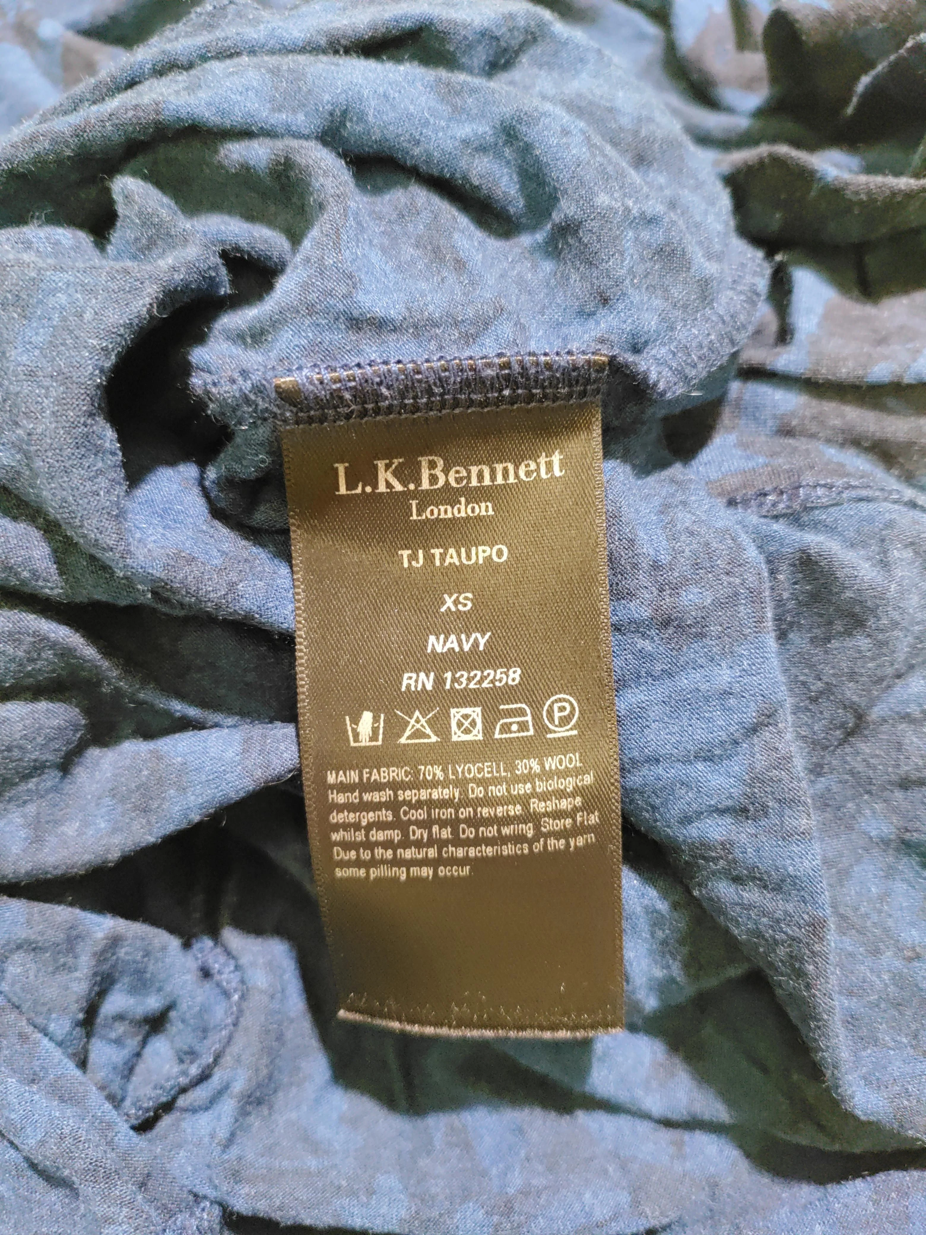 L.K. Bennett Women's Top XS Blue Lyocell Modal with Wool Basic - Image 6