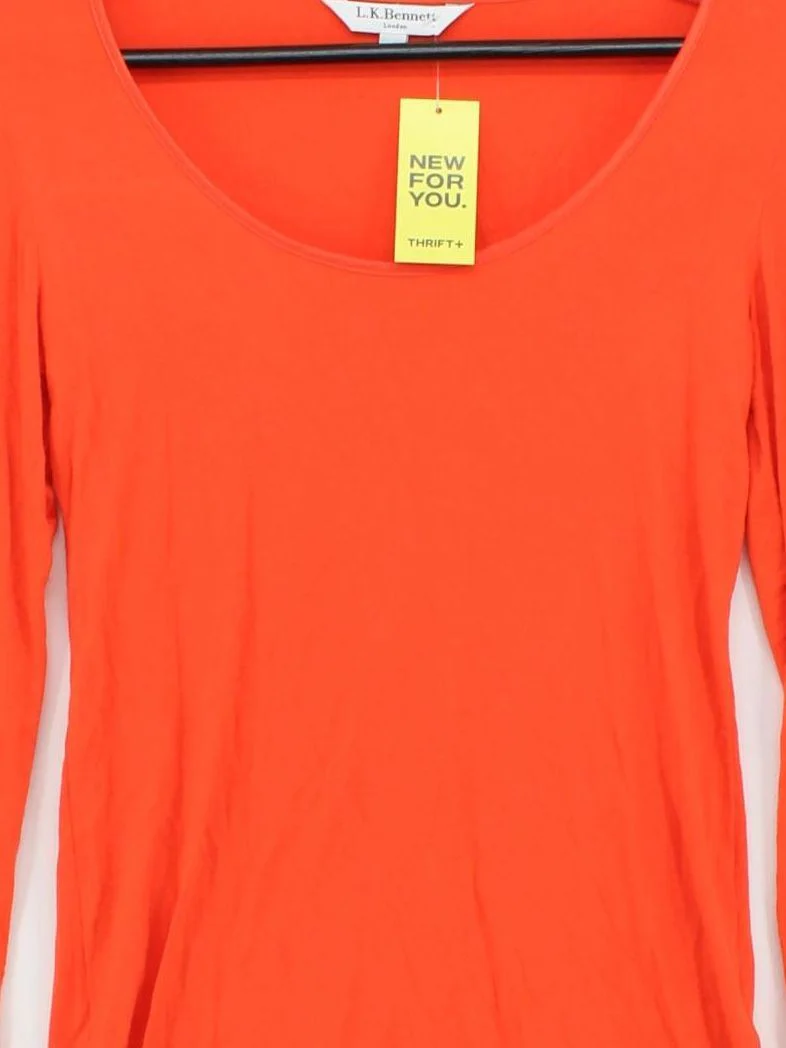 L.K. Bennett Women's Top XS Orange Viscose with Elastane Basic - Image 3
