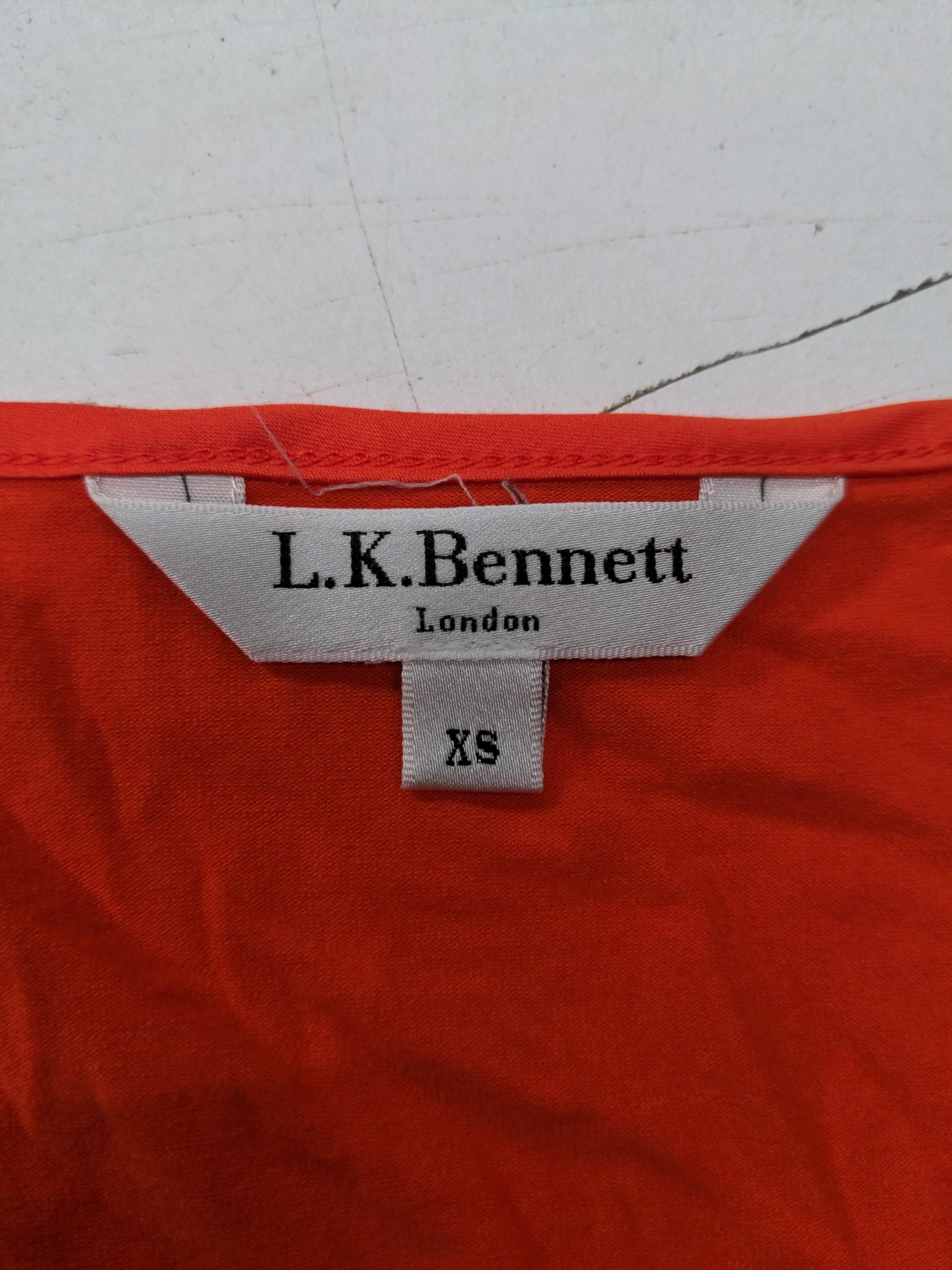 L.K. Bennett Women's Top XS Orange Viscose with Elastane Basic - Image 5