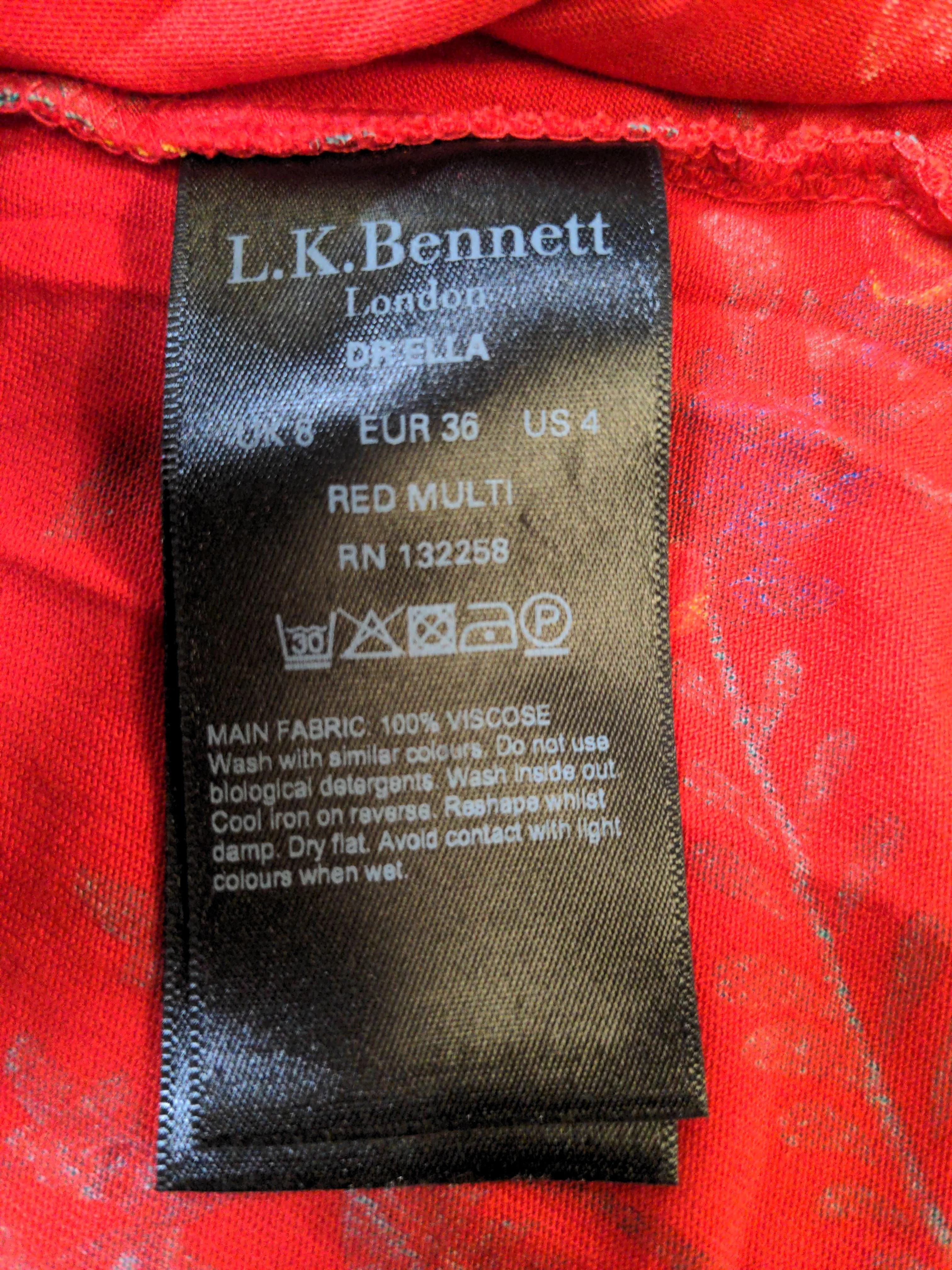L.K. Bennett Wrap Midi Dress UK8 in Red - Image 6
