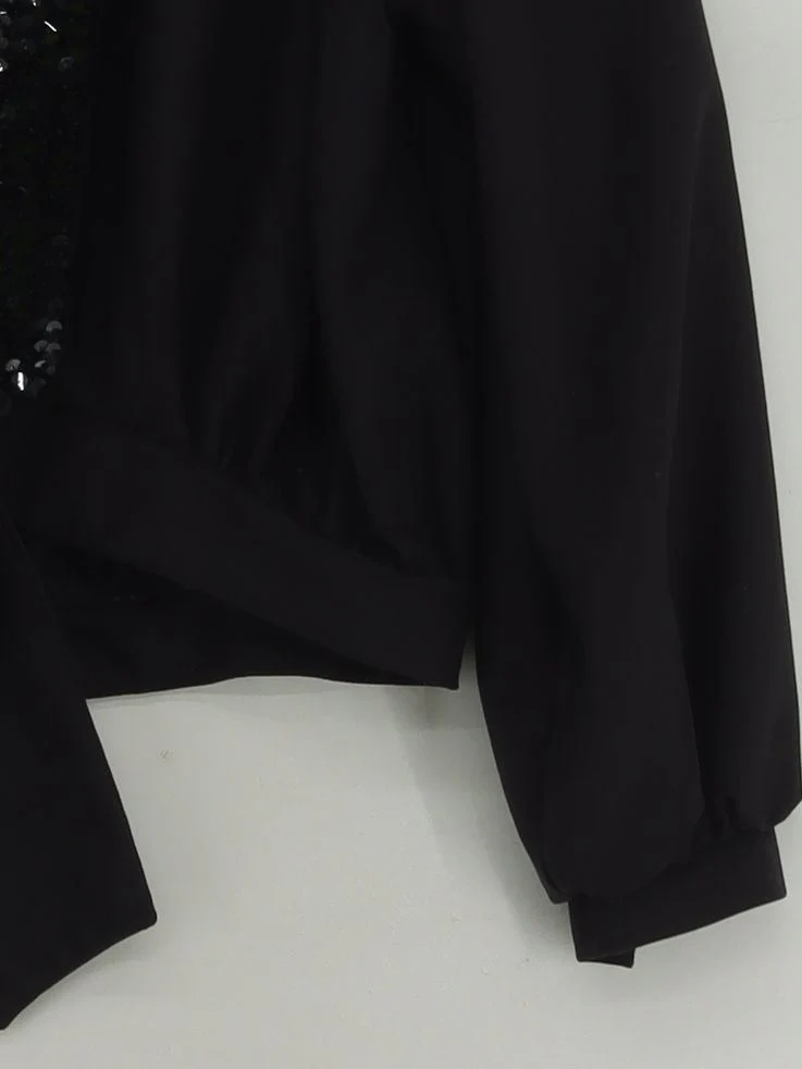 La Femme Women's Top XXS Black 100% Polyester Long Sleeve Collared Basic - Image 4