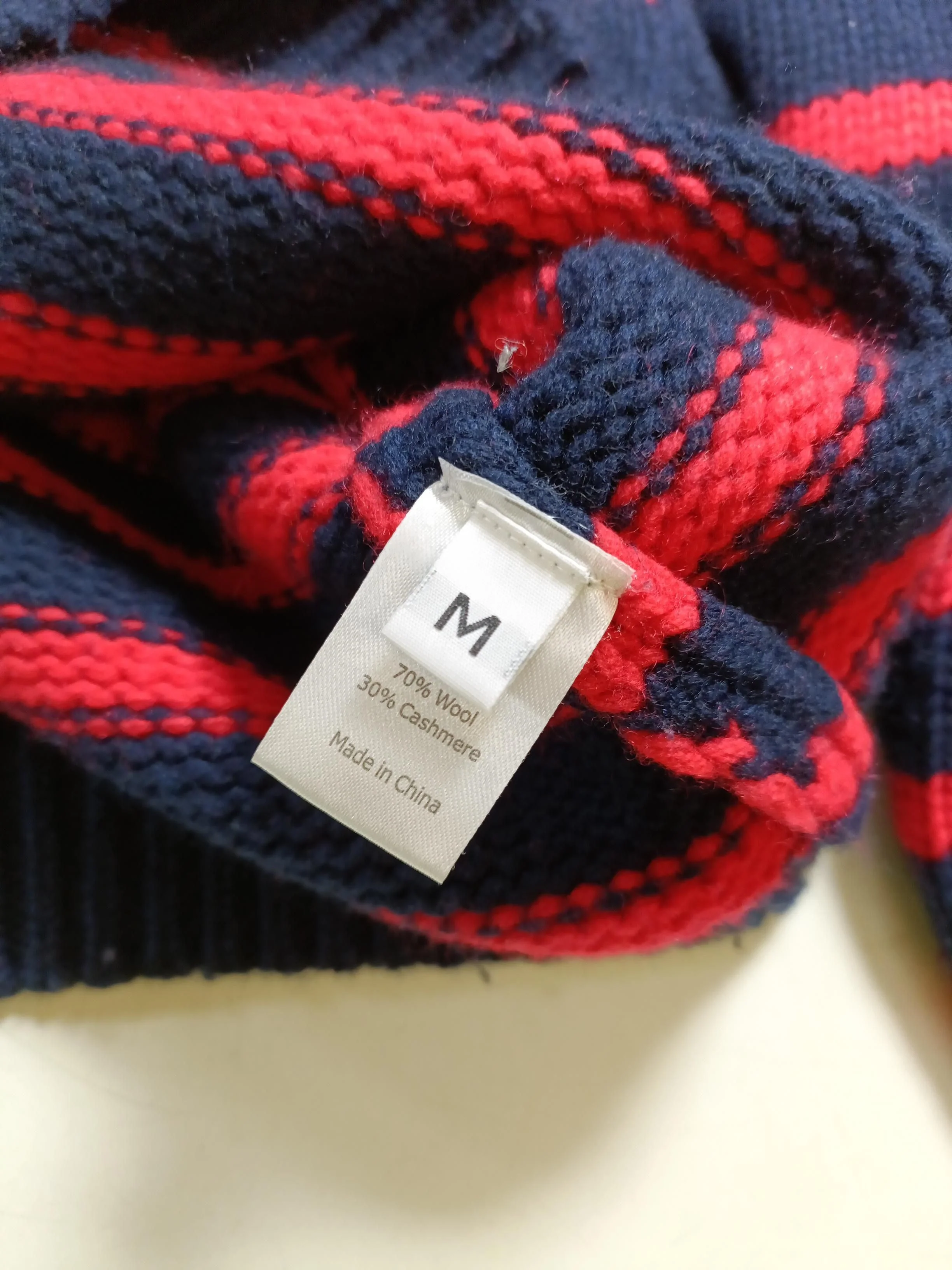 La Ligne Women's Jumper M Blue Striped Wool with Cashmere Crew Neck Pullover - Image 6