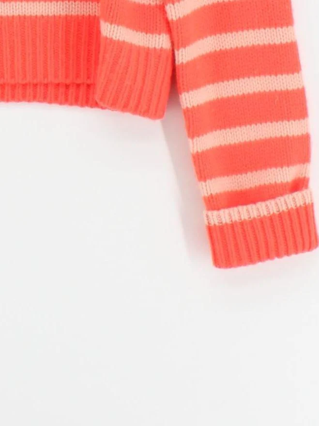 La Ligne Women's Jumper M Pink Striped Wool with Cashmere Crew Neck Pullover - Image 4