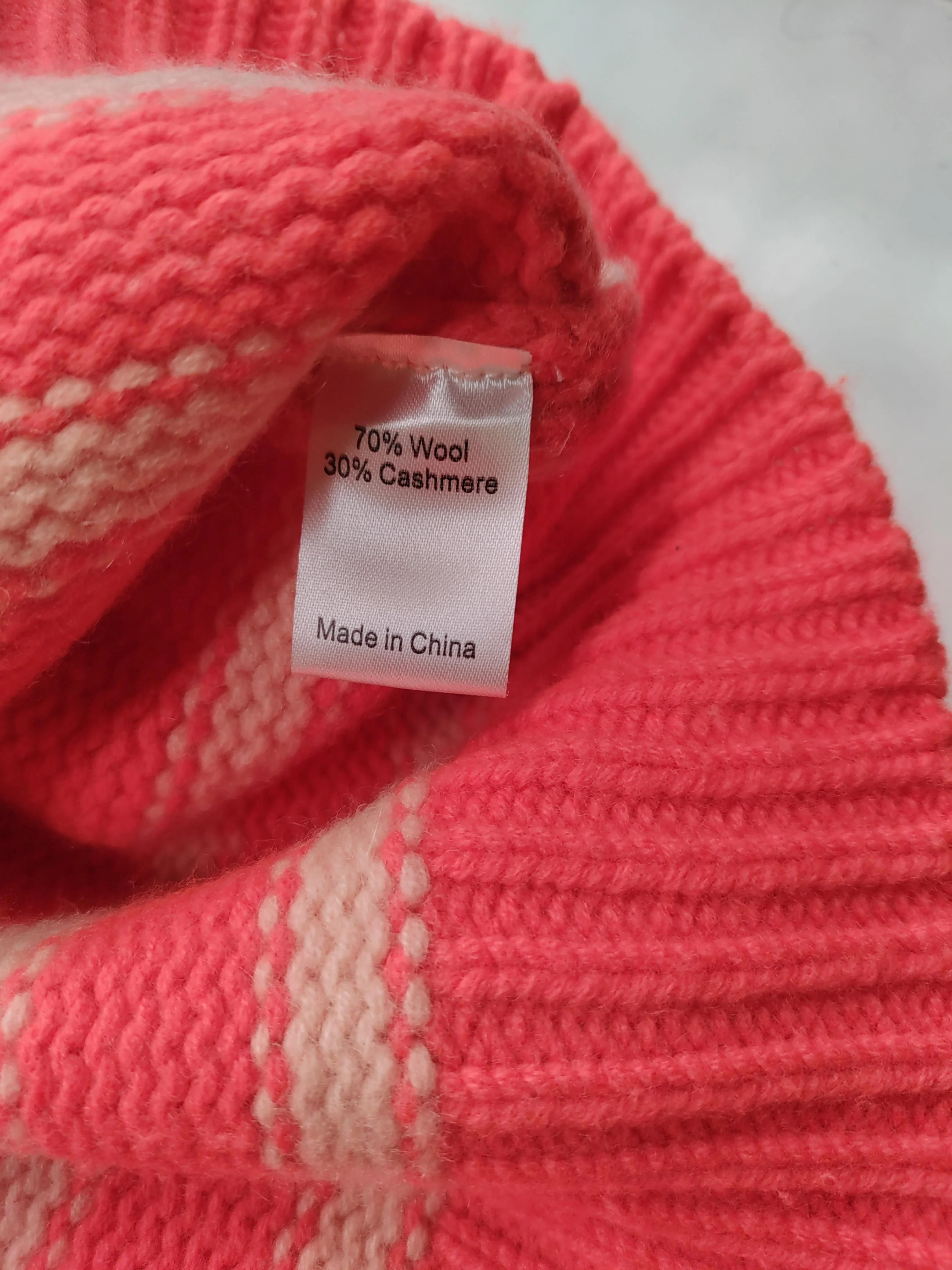 La Ligne Women's Jumper M Pink Striped Wool with Cashmere Crew Neck Pullover - Image 6
