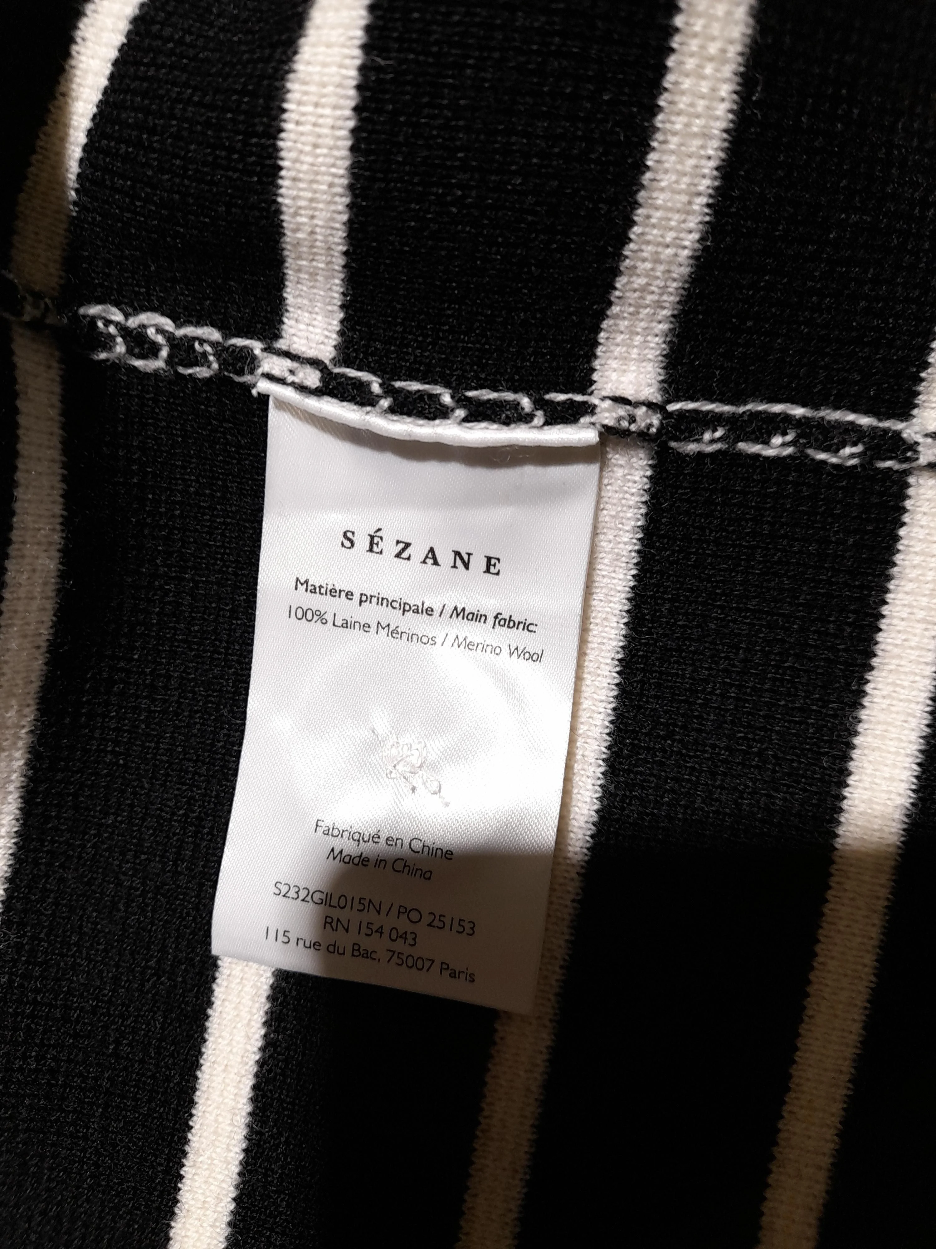 La Maille Sezane Women's Cardigan M Black Striped 100% Wool Collared Cardigan - Image 6